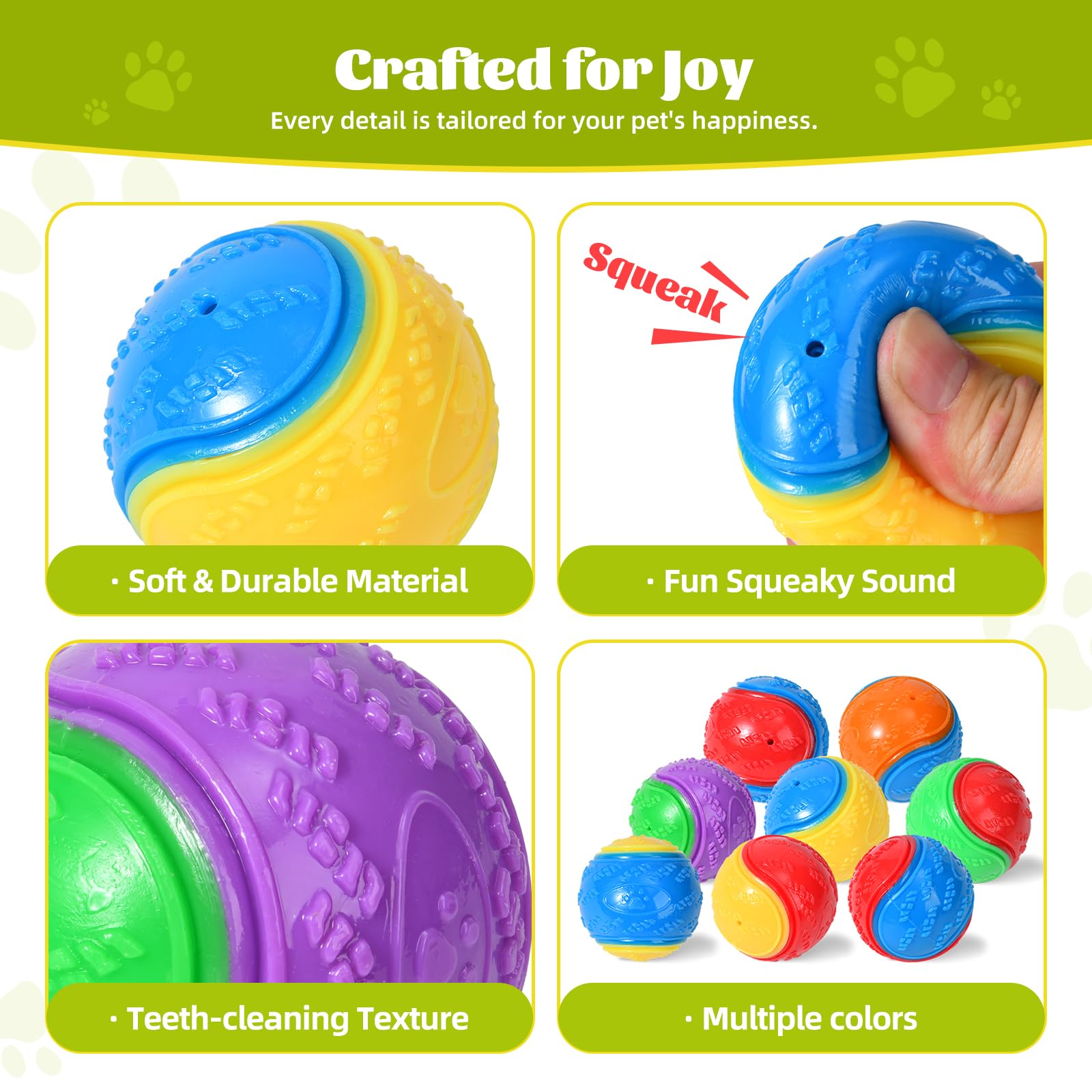 WANIX Squeaky Dog Balls, Indestructible Rubber Toy for Training Fetch, Chew - Image 3