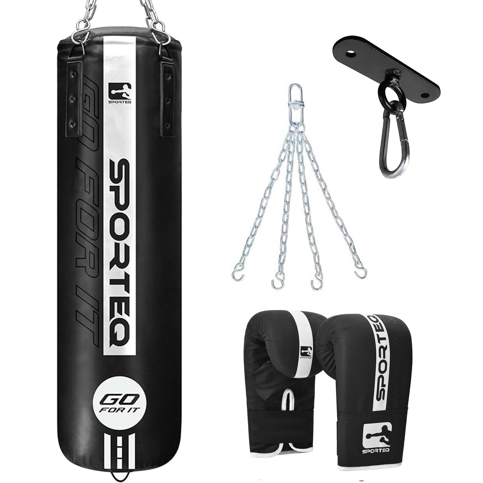 Sporteq Rexnyl Heavy Filled 5FT Punch Bag Combos for All Ages & Genders | Boxing, Martial Arts, Commercial & Home Gym Use
