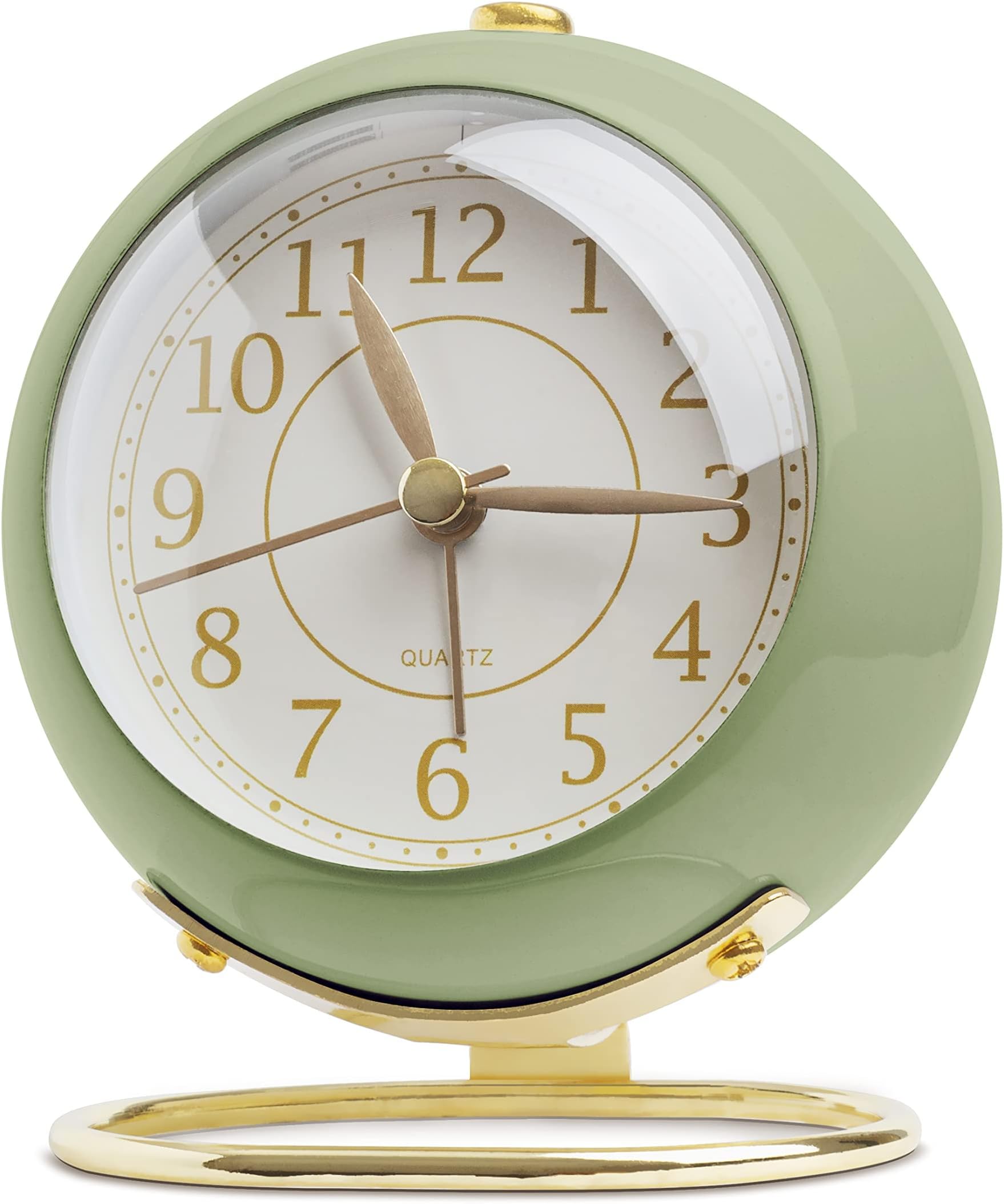 SHISEDECO Small Tableclocks Classic Non-Ticking Tabletop Alarm Clock with Backlight, Battery Operated Astronaut Deskclock with HD Glass for Living Room Bedroom Bedside Indoor Decor (Green)