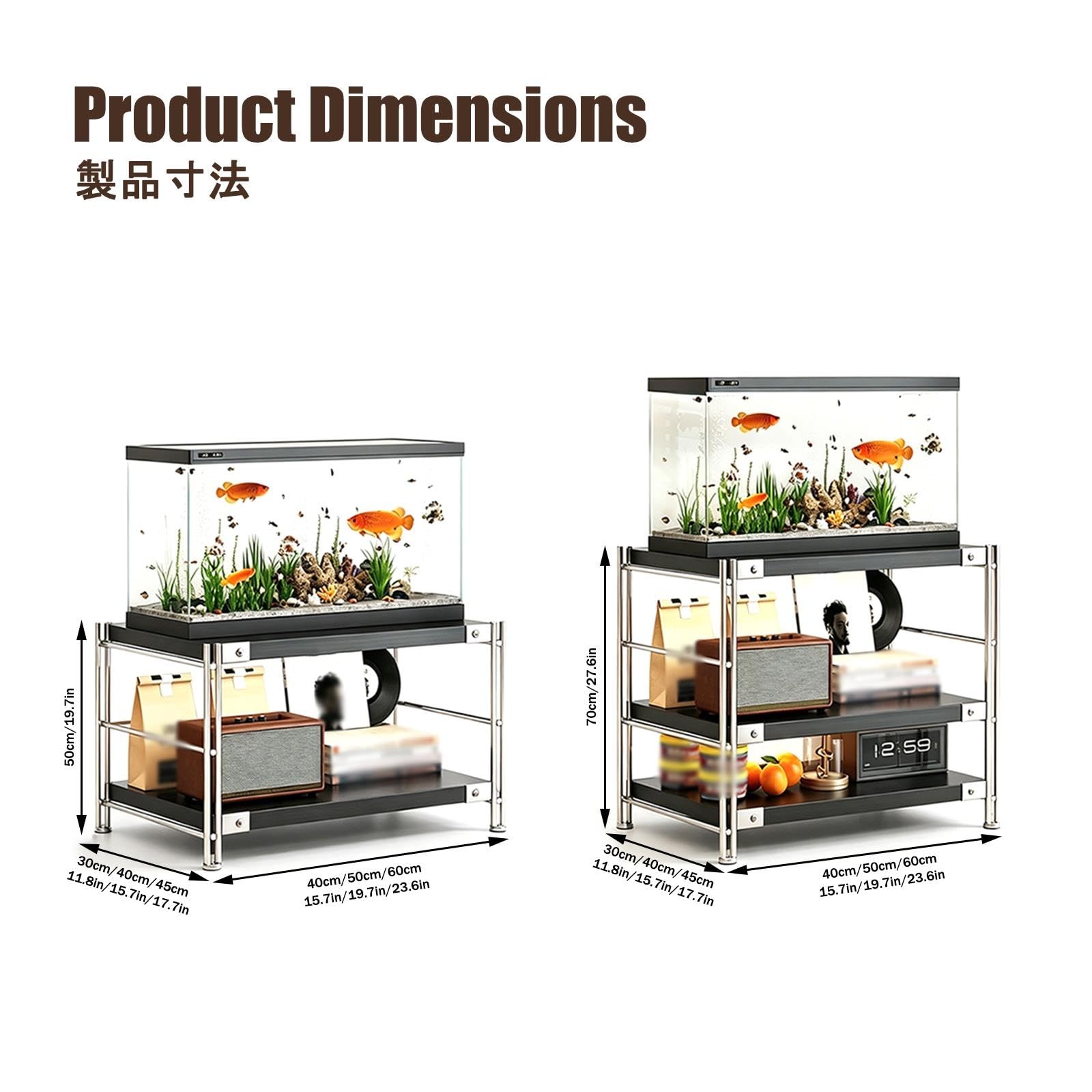 Tavolo per Acquario, Acquario con Mobile Completo | Realizzato in Acciaio e Legno; Supporta Un Carico di 150 Kg(B,40x30x50cm/15.7x11.8x19.7in)