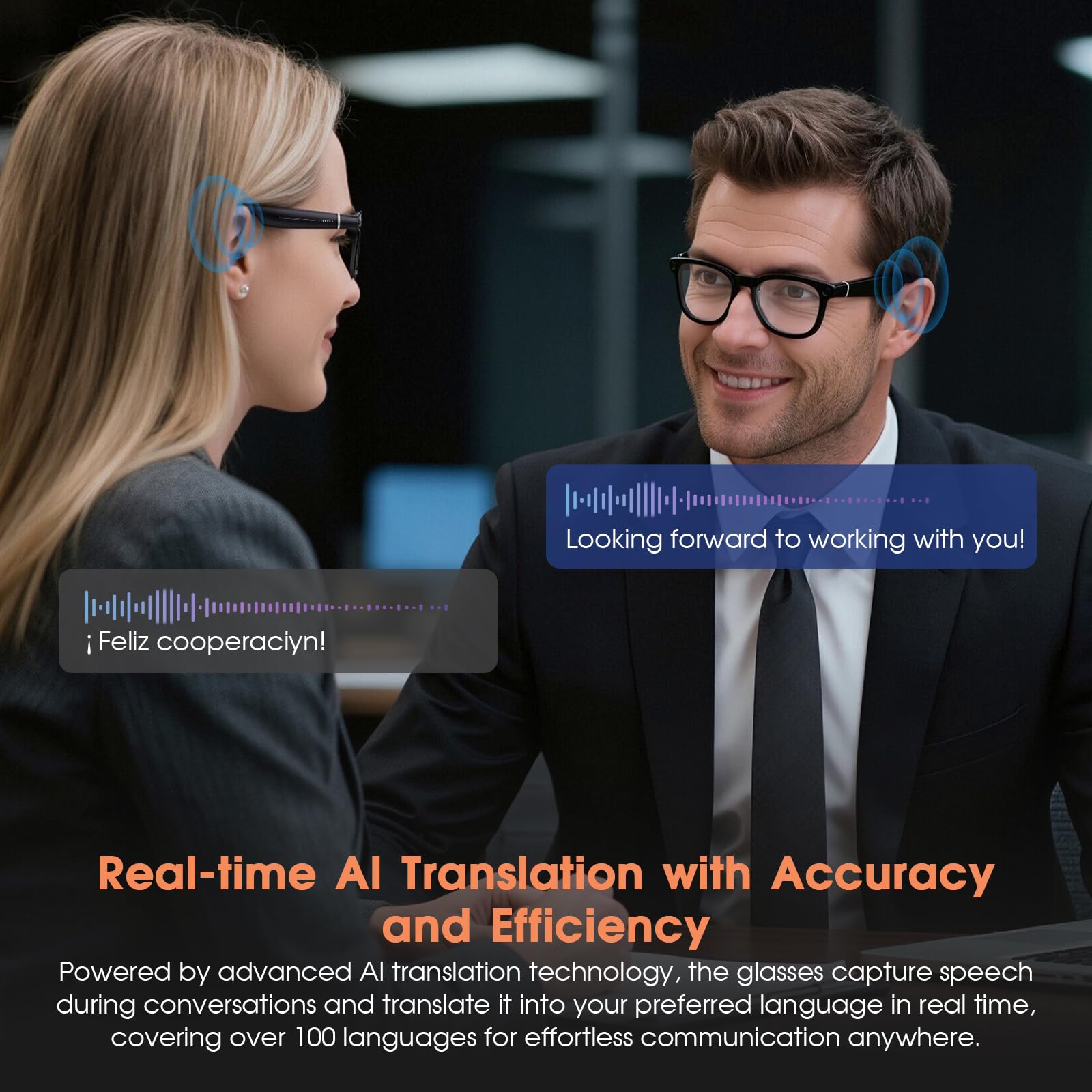 2026 AI Smart Glasses 4K Caméra HD 1200P Lunettes avec Enregistrement vidéo, Traduction simultanée/Identification d'objet GPT, lentilles photochromiques, avec étui de Charge 3600 mAh