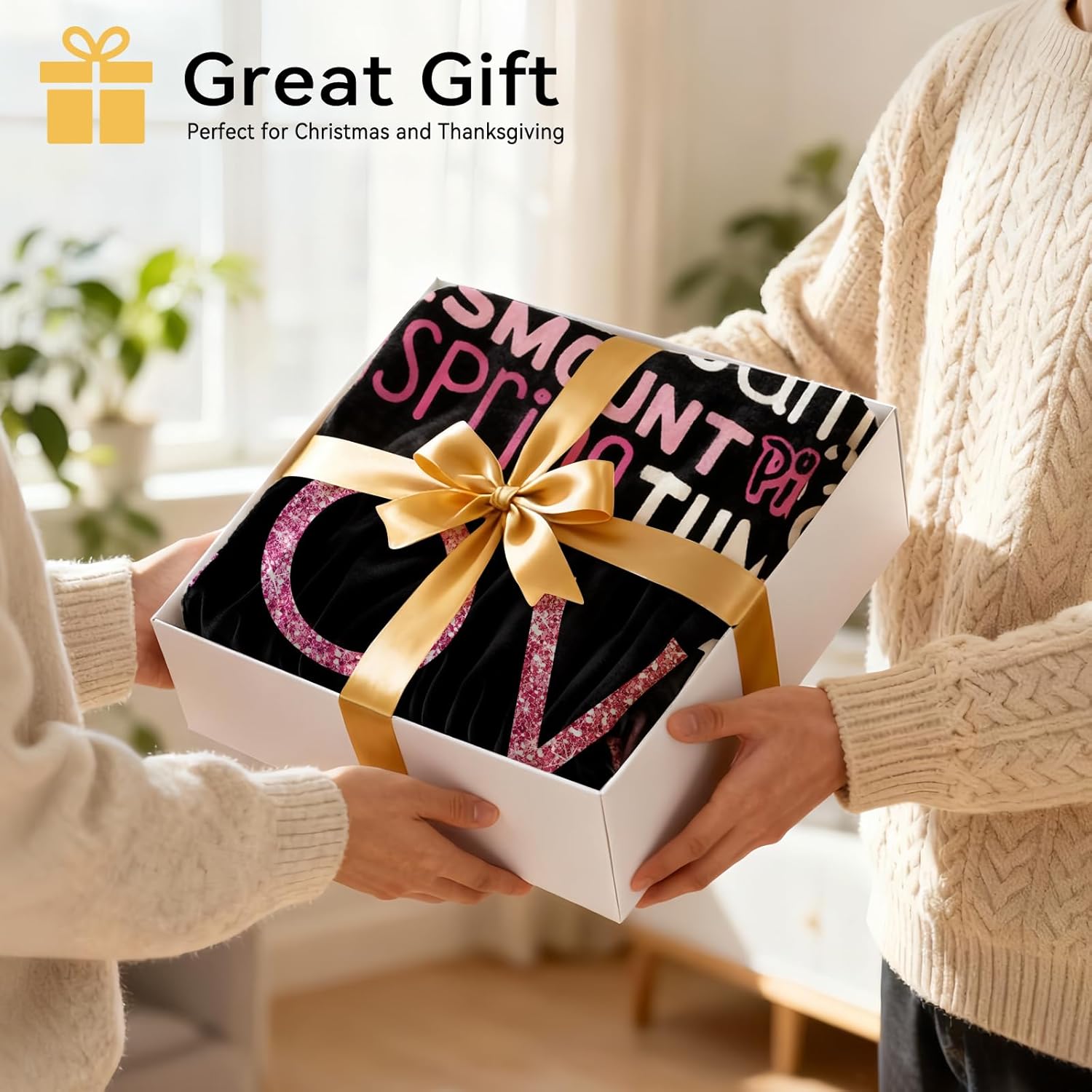 Gymnastics Throw Blanket for Girls, Soft Cozy Blanket with Glitter-Style Gymnastics Words & Silhouette, Pink Blue Gymnast Decor, Gifts for Gymnasts, 40"X50" - Image 7