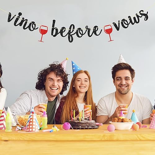 Miniatura 5 de Dill-Dall Cartel de vino antes de los votos, pancarta de despedida de soltera, despedida de soltera/decoración de bodega de vino (negro)