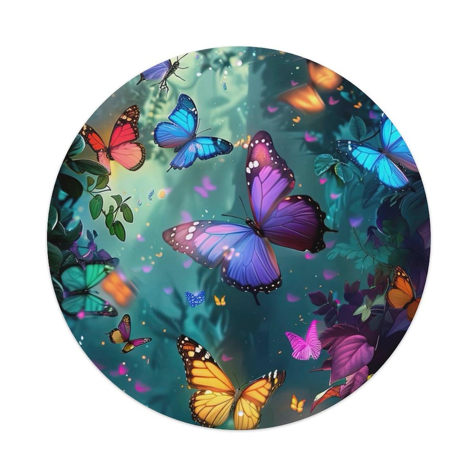 Cwbufd Vintage Style Animal Butterflies Magical Enchanted Forest Dreamy Fantasy Aesthetic Vintage Metal Tin Sign Plaque Wall Decor For Cafe, Club Bar, Office, Garden Metal Poster 8X8inch