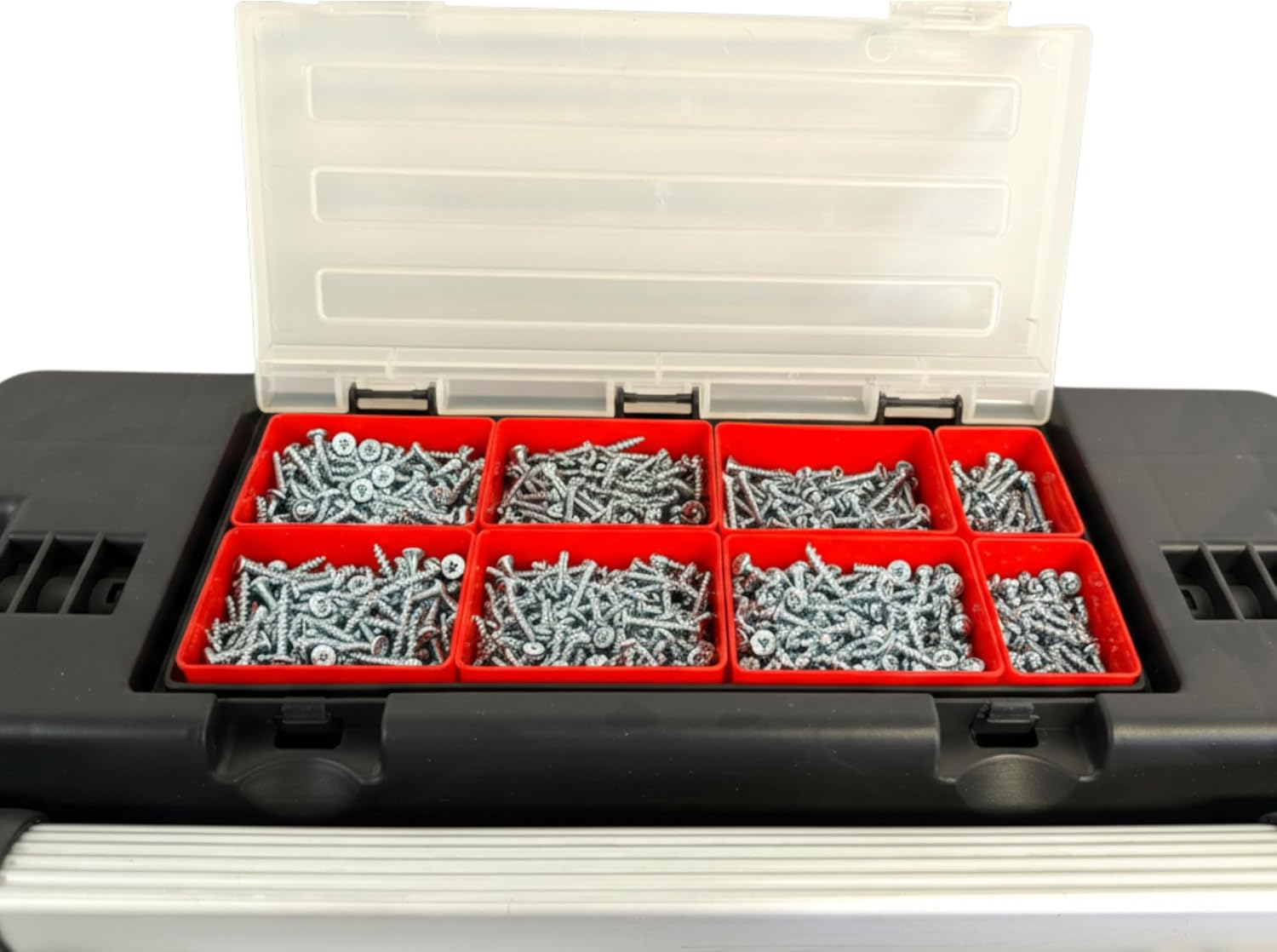 Homak Metal and Plastic Hand Carry Toolbox with Aluminum Handle, Red, 20 Inches