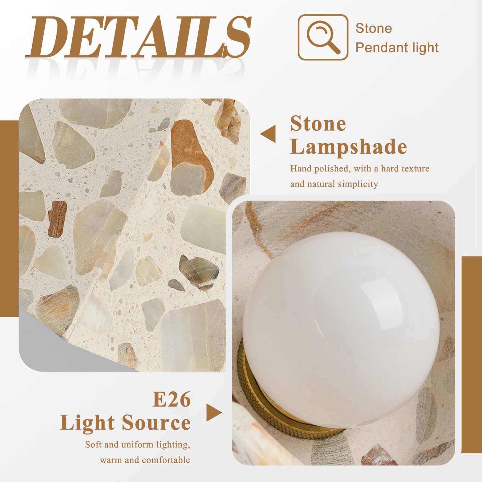 Lampada A Sospensione Terrazzo Con Base In Legno, A Orientabile