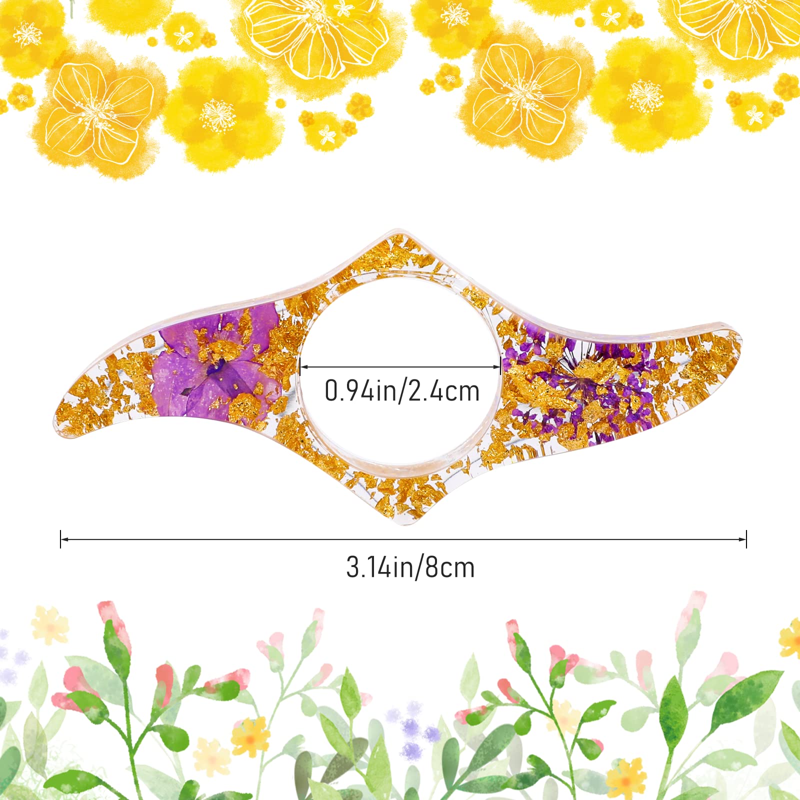 2 Stück Buchseitenhalter Aus Harz - Mit Getrockneten Blumen Design