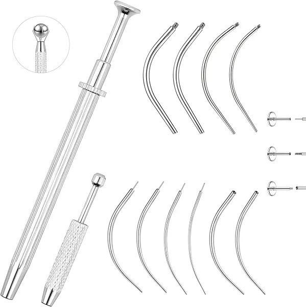 6ixGosh 14G 16G 18G 20G Piercing Taper Ball Grabber Tool for Changing Jewelry Piercing Threadless Insertion Pin Screw On Assistant Tool for Earring Nose Studs Changing Stretching Kit