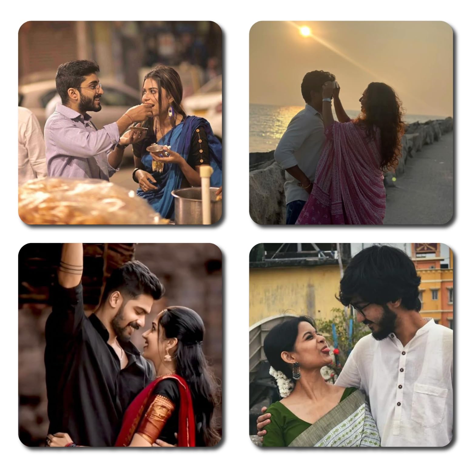 Radiqore Customized Photo Fridge Magnets (Set of 4) MDF Glass Finish with Sparkle Effect || 3 X 3 Inch 4mm Fridge Magnet