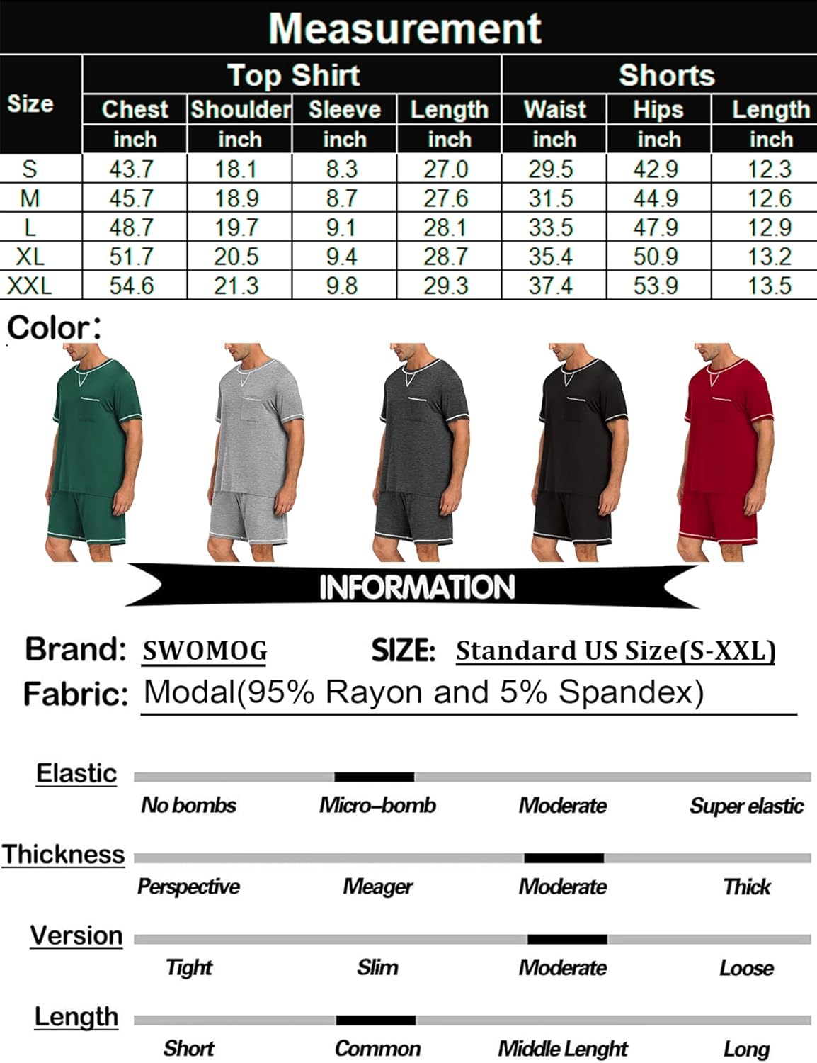 SWOMOG Men Modal Pajamas Set Comfy Sleepwear Short Sleeve Pjs Set Soft 2 Piece Lounge Set Cozy Nightwear with Pockets - Image 7
