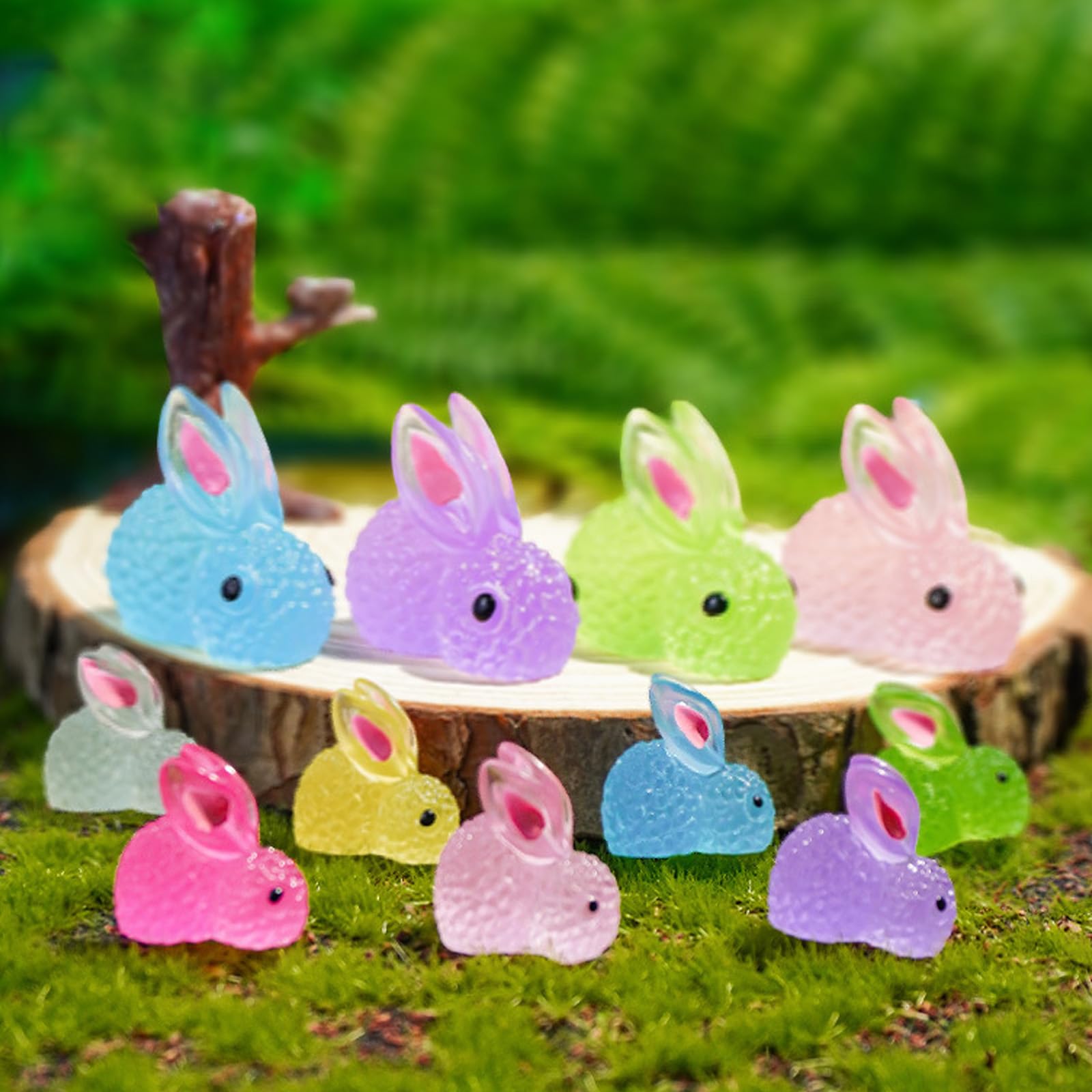 Lot de 500 figurines miniatures lumineuses en forme de petits lapins - Accessoires de jardin - Décoration de jardin