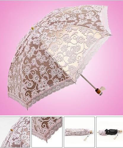 Miniatura 4 de Honeystore Sombrilla de viaje de encaje plegable anti-uv paraguas bordado a prueba de viento