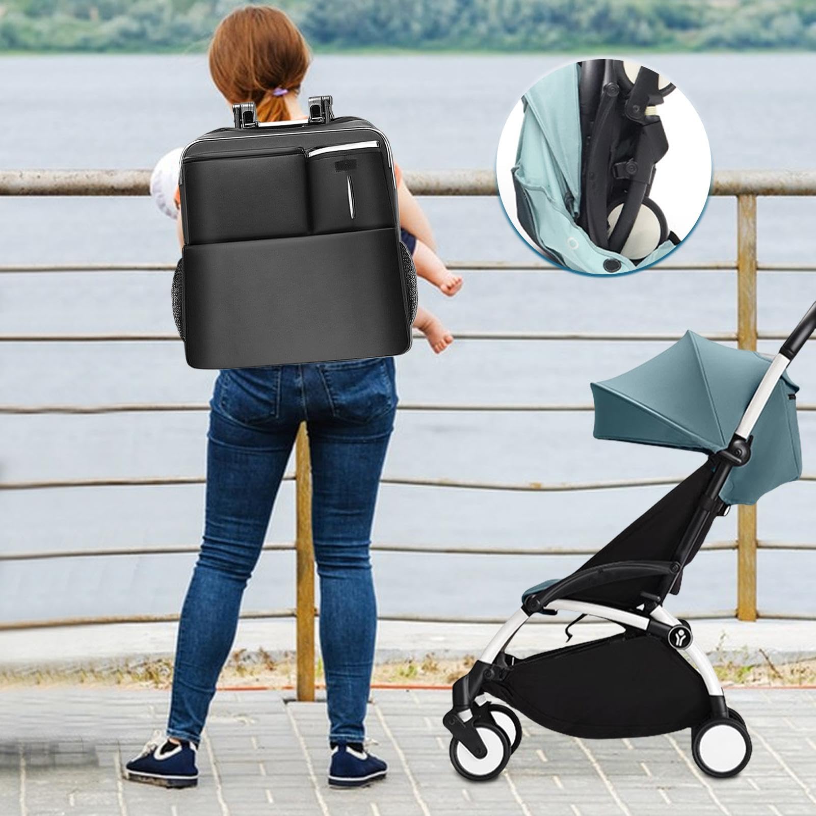 Sac à Poussette de contrôle de Porte, Sac de Poussette Sac à Poussette | Chariots de de siège d'auto, couverture de transport avec sangles de sac à dos pour avions aériens extéri