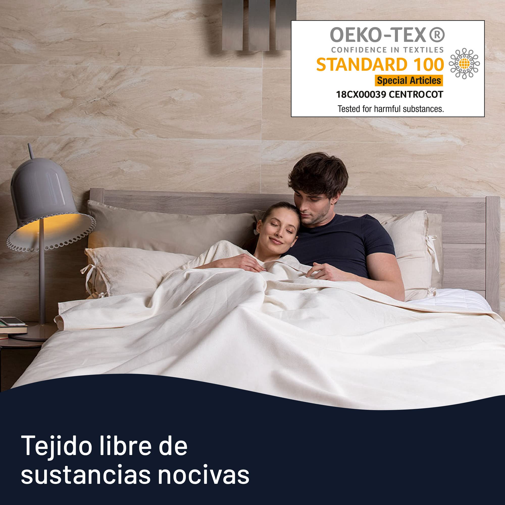 Imetec - Cubrecolchón Scaldasonno Adapto Maxi individual, 195 x 90 cm, calentamiento rápido, temperatura constante y personalizada, tejido hipoalergénico acolchado, mando con 6 temperaturas