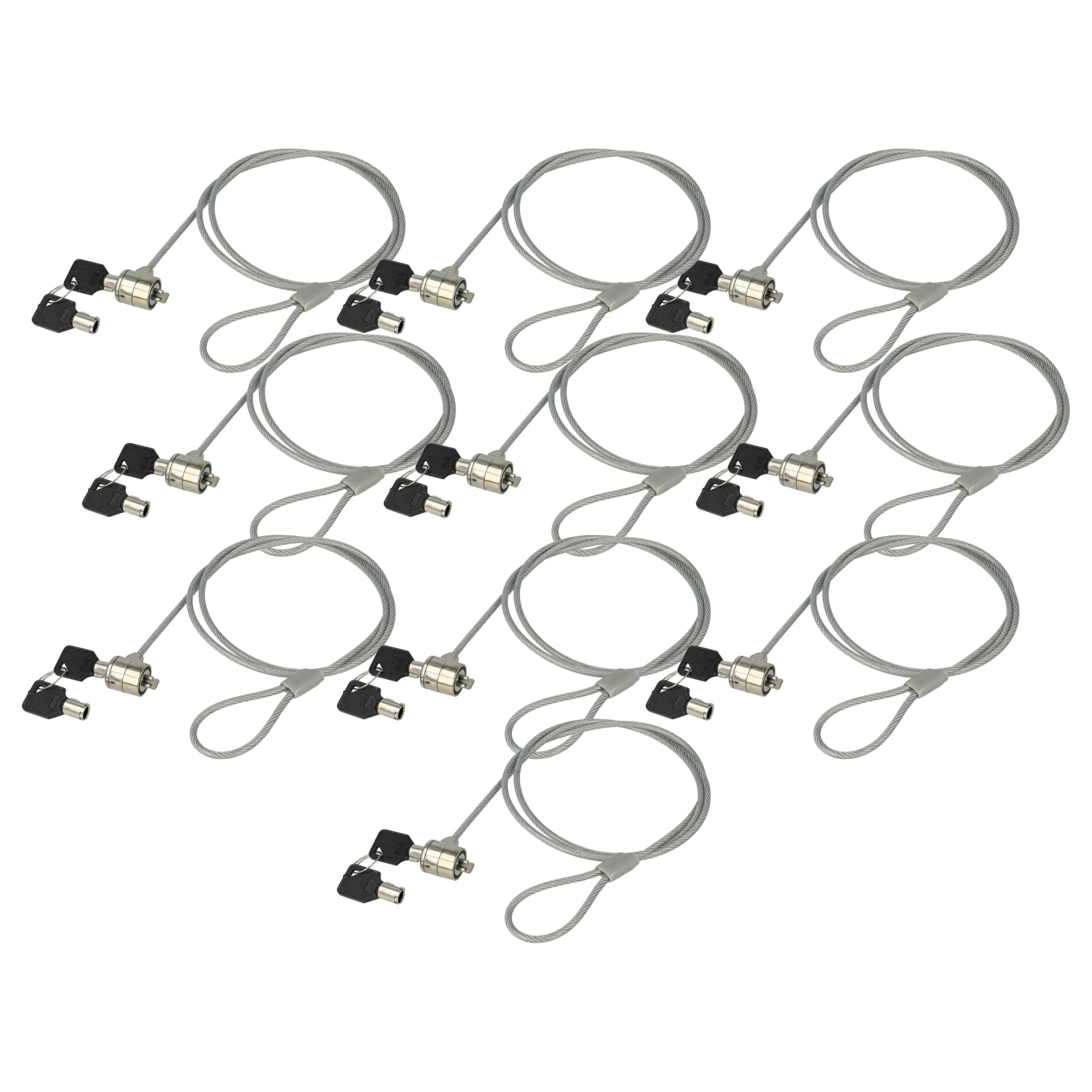 vhbw 10x Kensington Lock para portátil, Notebook - Cerradura Cable con Llaves, 1,2 m