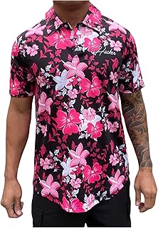 Hacker Golf Funny Crazy Graphic Dri Fit Athletic Fit Golf Shirt Polo (as1, Alpha, xx_l, Regular, Regular, Pink Black White Floral Hawaiian)