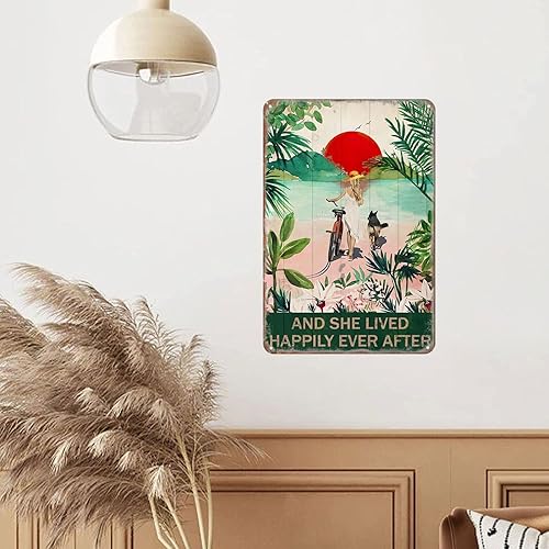 Jsovesv Letrero de metal de pastor alemán con diseño de atardecer en isla tropical vintage bar decoración de pared para el hogar baño divertido