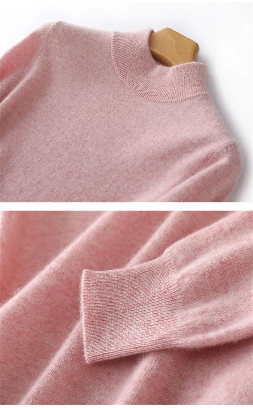 Suéter De Cachemira con Cuello Semialto para Mujer Jerséis Chaqueta De Punto Básica De Manga Larga De Lana Suelta