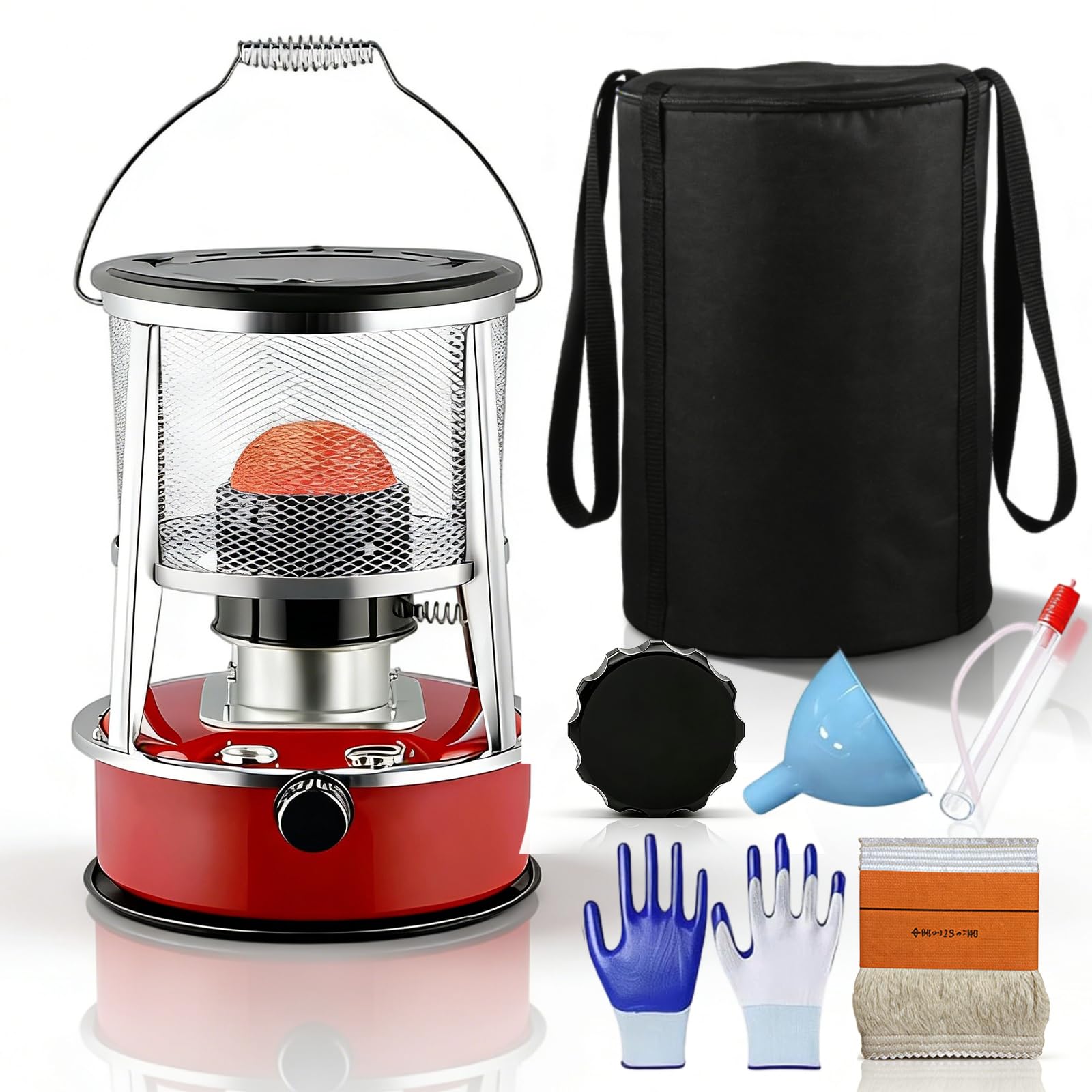Kerosene Heaters for Indoor Use, 2 in 1 Portable Kerosene Heater & Stove, 9000 BTU Non Electric Heater for Large Rooms,18-21h Runtime, for Tents, Garage, Ice Fishing, Camping & Emergency Use (Black) — view 8