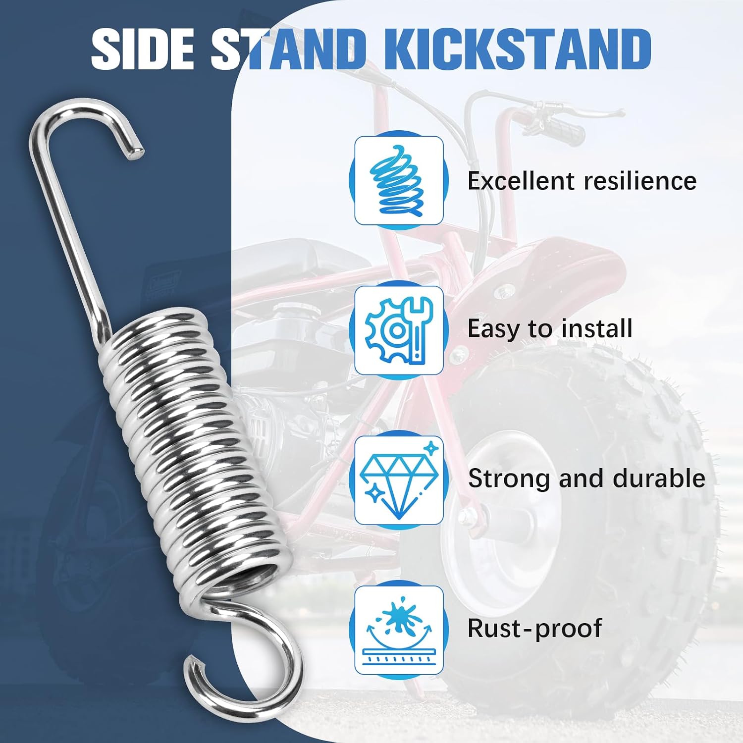 2Pcs Mini Bike Kickstand Spring Replacement for Coleman CT200U CT200U-EX CT200U-EXR BT200X CT100U CC100X B200R Baja DB30 Axis M200 Powersport Mini Bike Parts