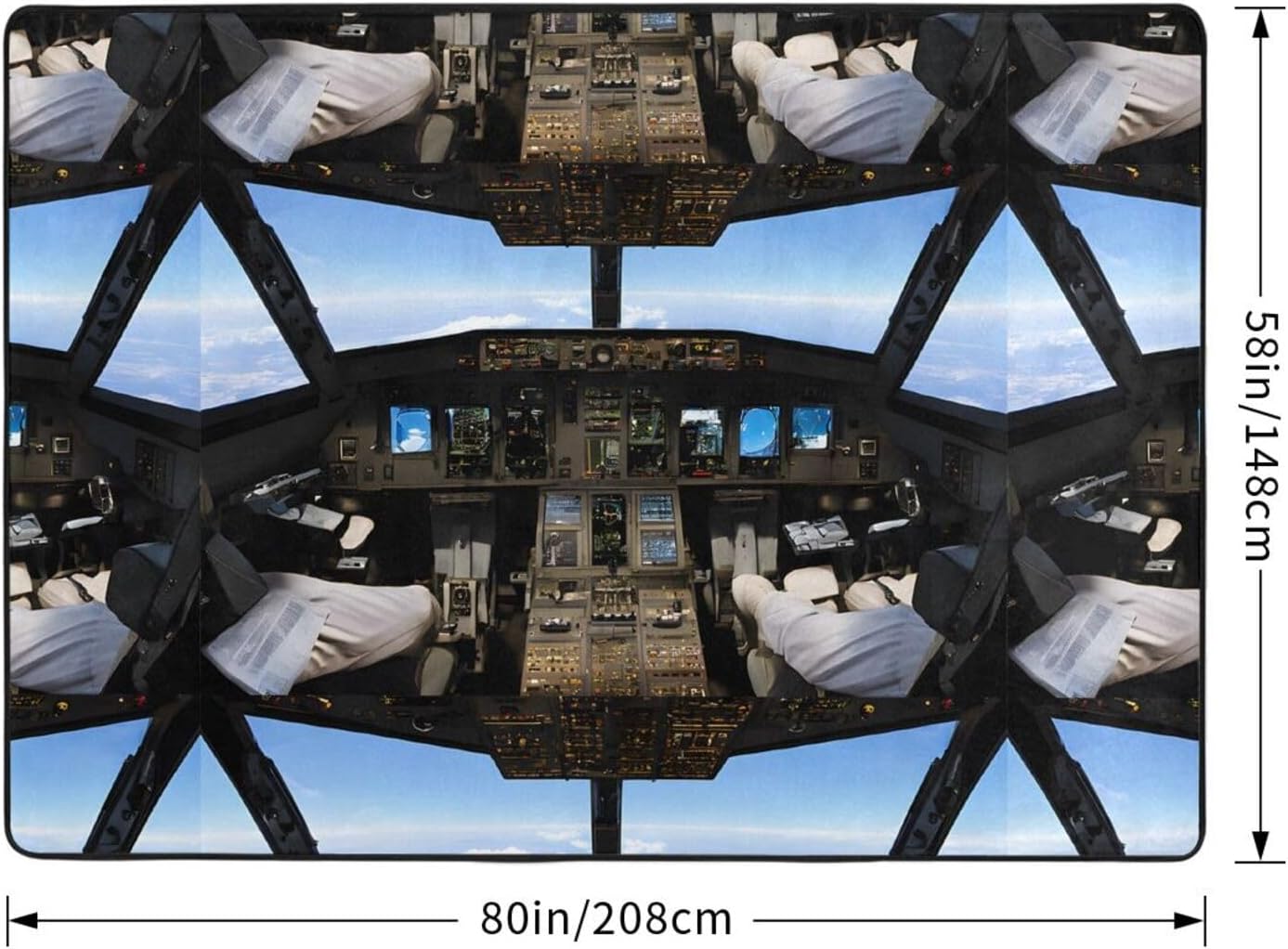 Flannel Non-Slip (Airplane Cockpit) Rug Pad 80×50in Soft Washable Protective for Hardwood Floors Bedroom Bathroom Living Room