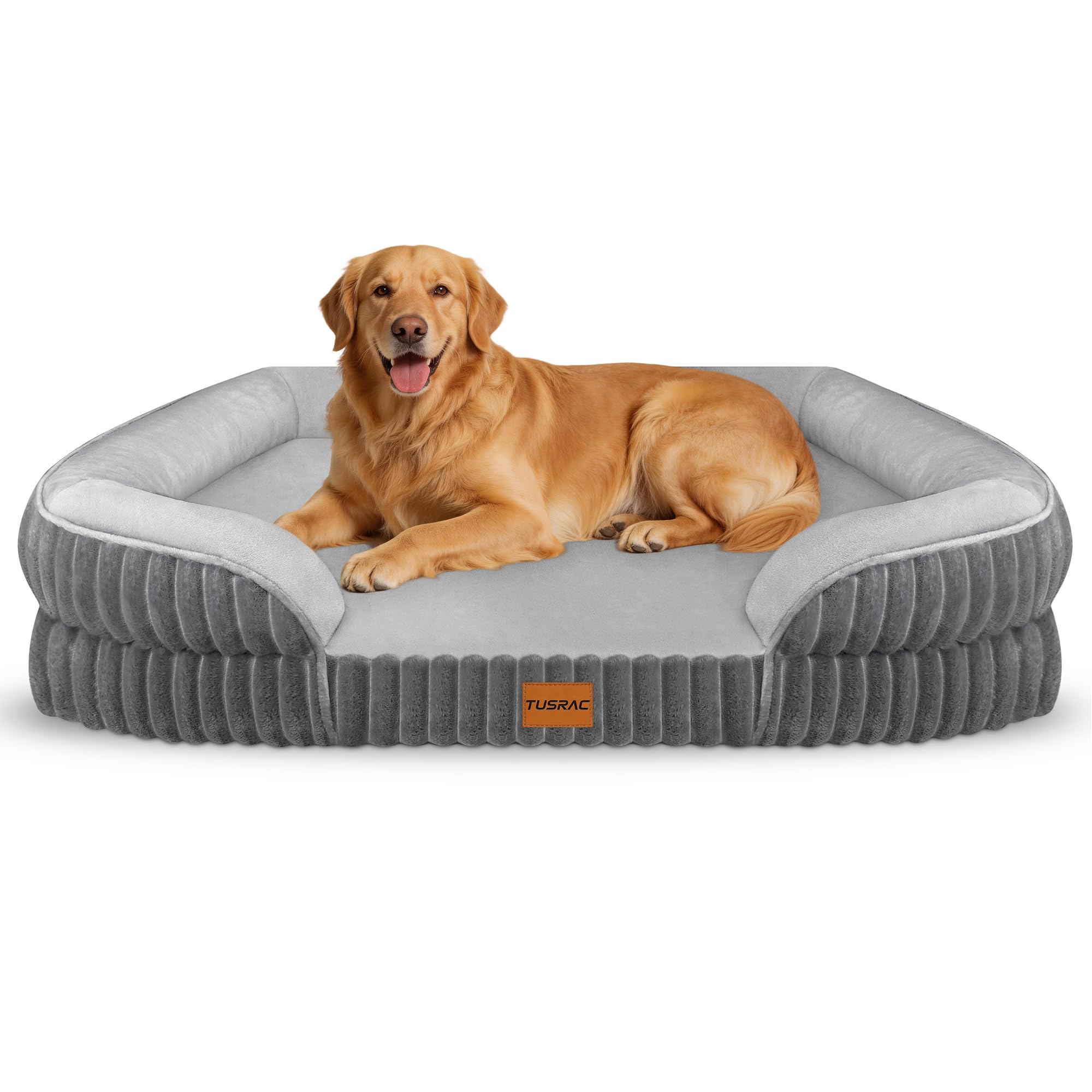TUSRAC Orthopädisches Hundebett Grosse Hunde - 112x81x18cm Hundesofa mit eierförmiger Kistenschaum, Hundekissen Waschbar mit Abnehmbarem Flanellbezug, rutschfeste Unterseite für Große Hunde