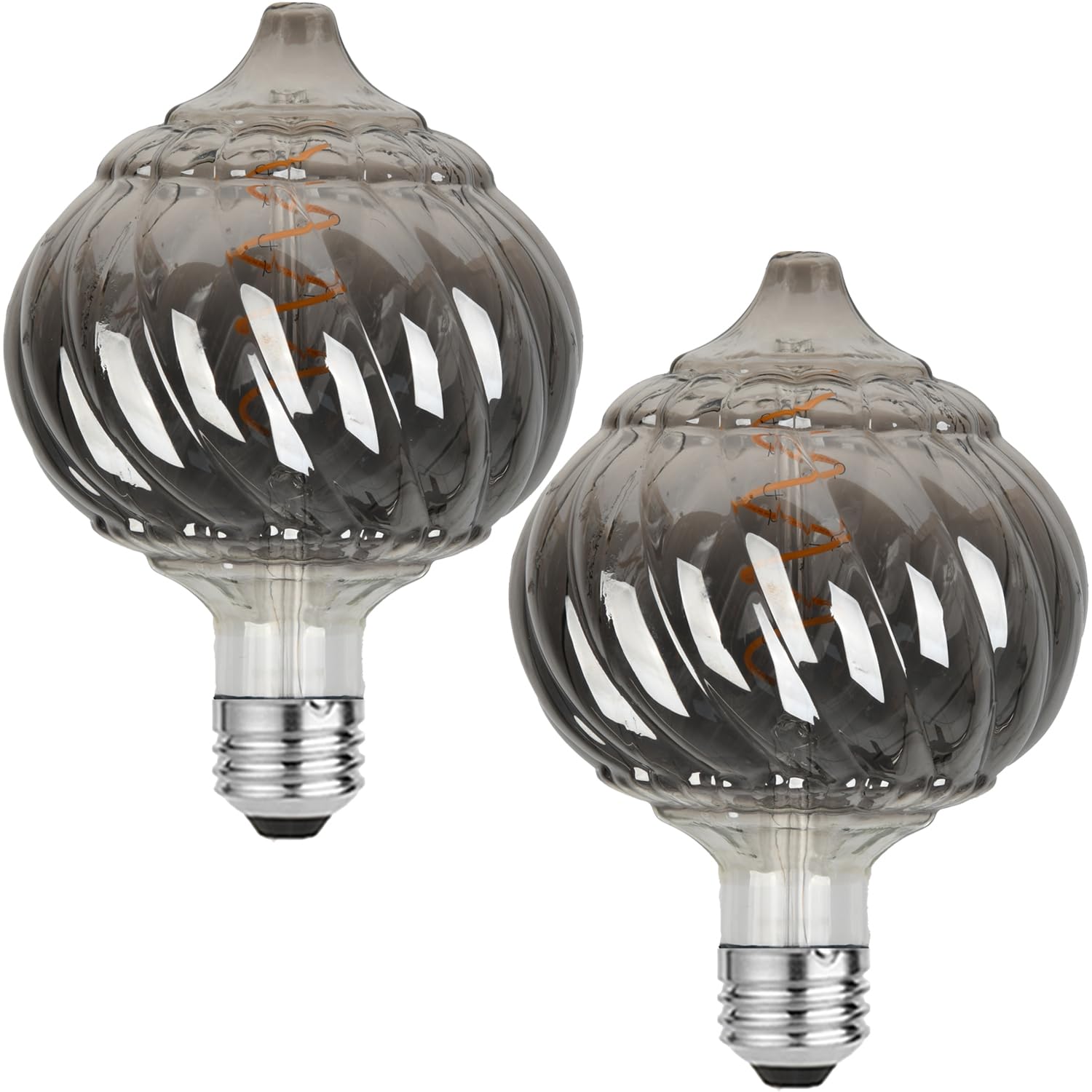 Vanpus LED Decoration Light Bulb - Warm White Light 2700K, 8W E27 Socket, Artificial Electroplated Smoke Grey, Flicker-Free, Dimmable, CRI 90, Glass Bulb Ø125mm, Pack of 2 — image 1