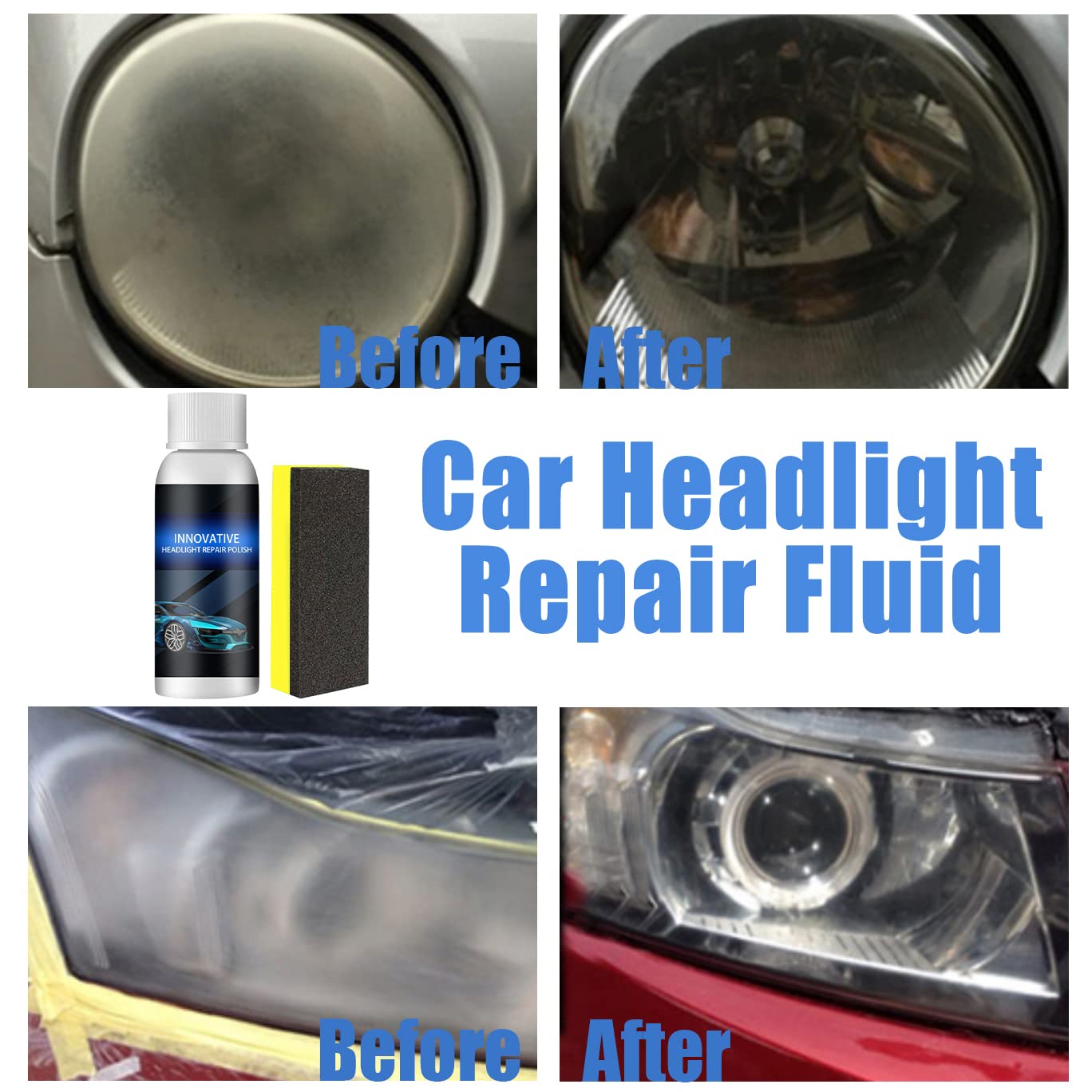 Polish Réparation Phares Voiture - Fluide Rénovateur Phares 30ml Anti Jaunissement