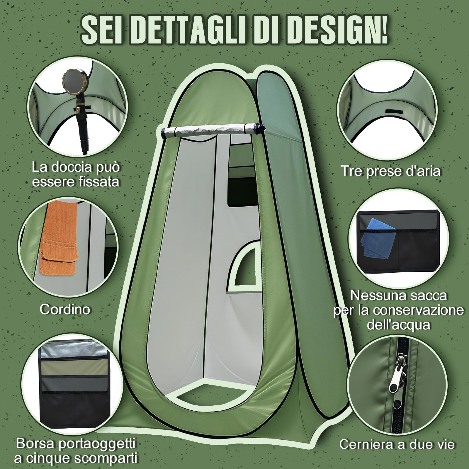 Charmofun Tenda da Bagno Pop Up, Tenda ad Apertura Istantanea con Finestra e Tasca Portaoggetti, Tenda per WC Doccia Campeggio per Spiaggia, Pesca, Escursionism