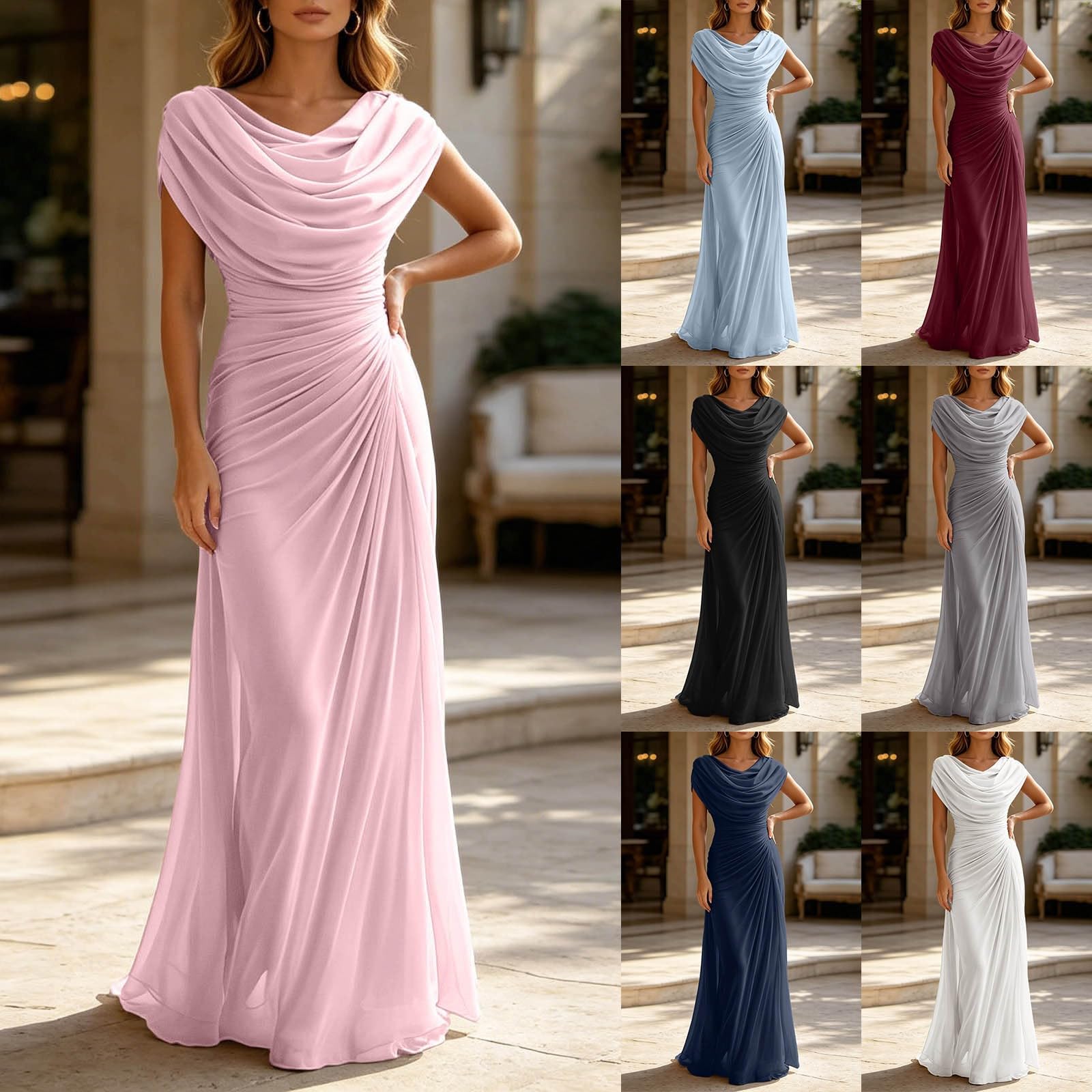 Vestido de noche para mujer, elegante, largo, vestido de cóctel, línea A, vestido de fiesta, invitado de boda, vestido de baile, vestido de graduación, para fiestas, bodas, bailes de