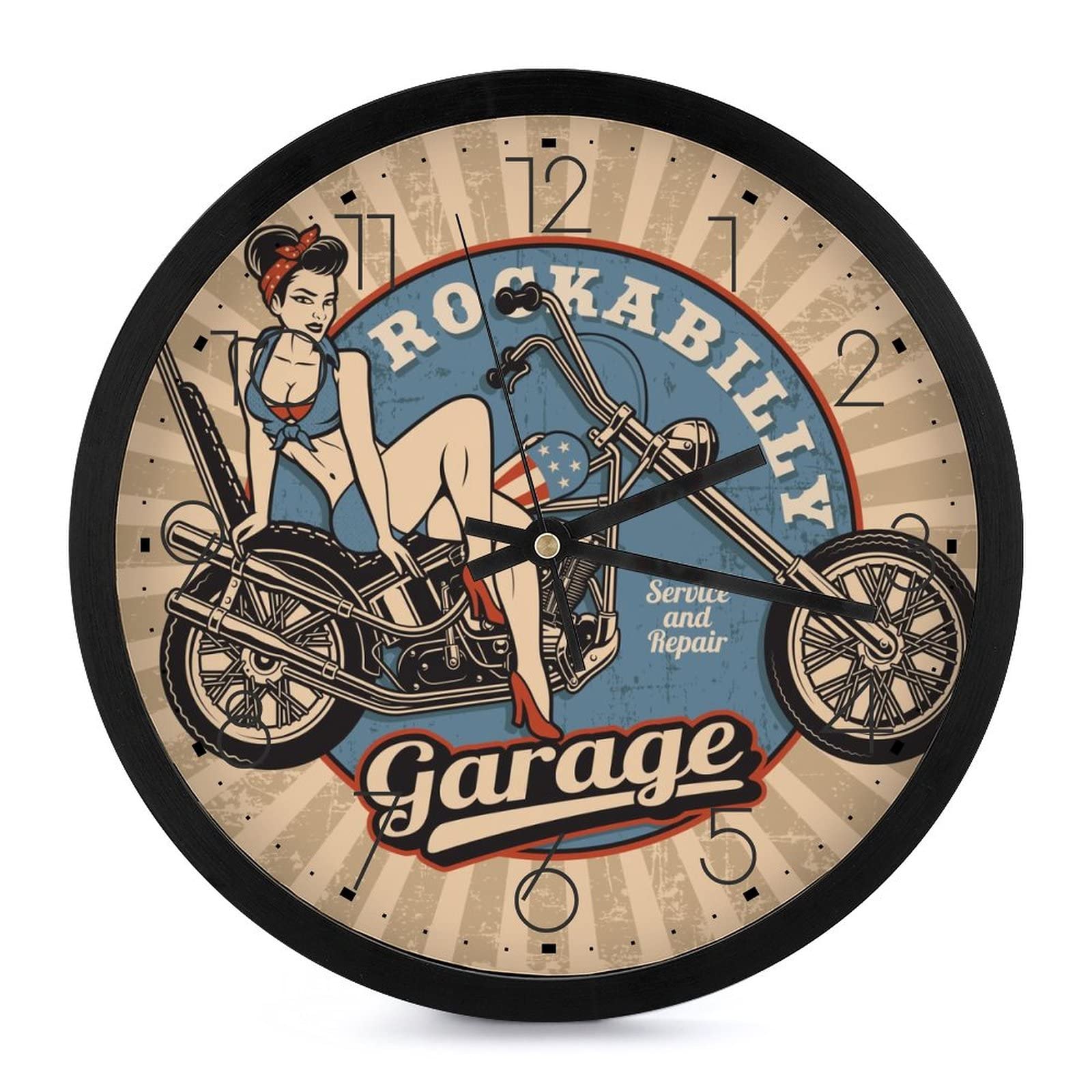 Horloge murale moto de 25.4cm avec grands chiffres lissibles pour salon