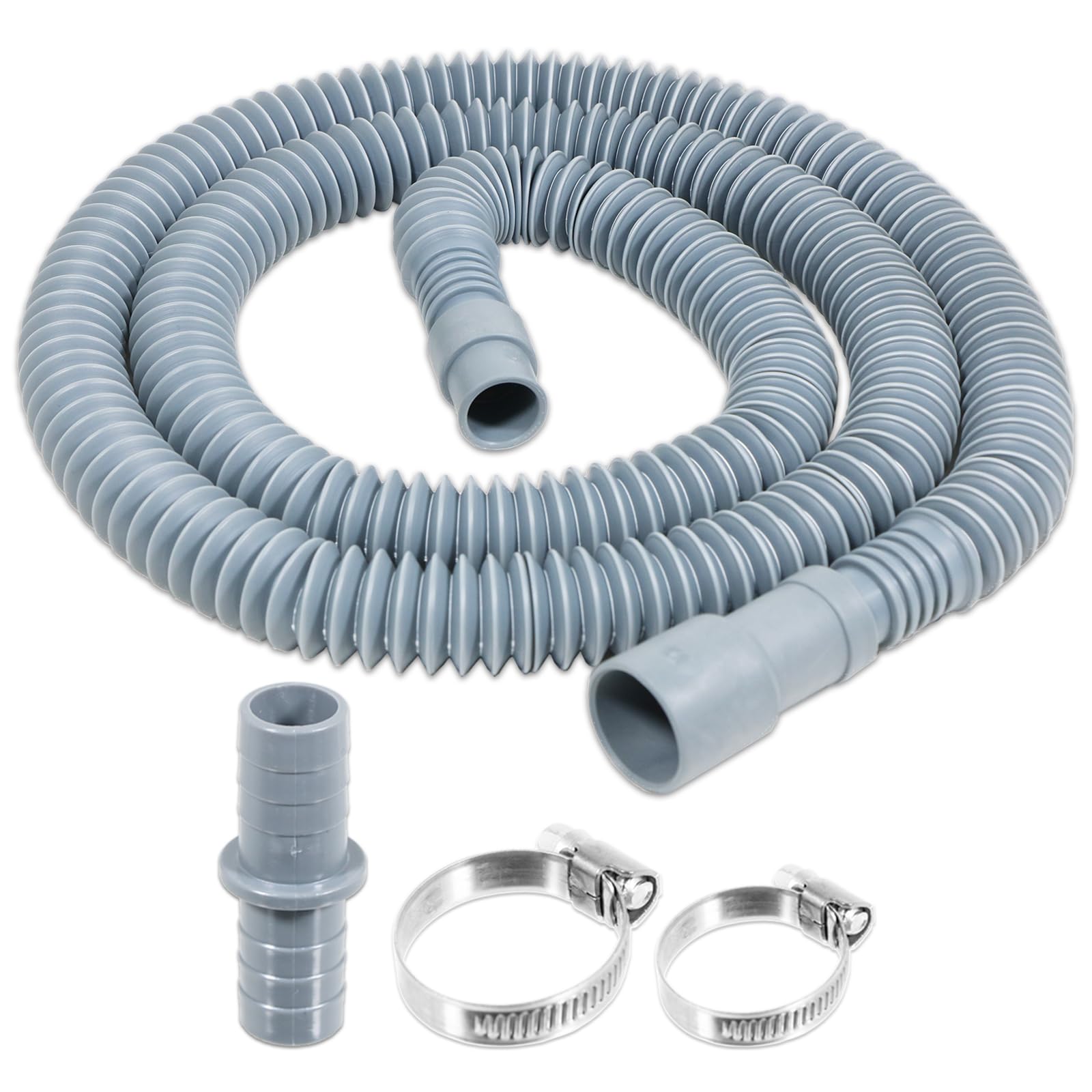 SPARES2GO Drain Hose Extension Kit 2m Washing Machine Dishwasher Waste Water Outlet Pipe (19mm / 28mm Ends)