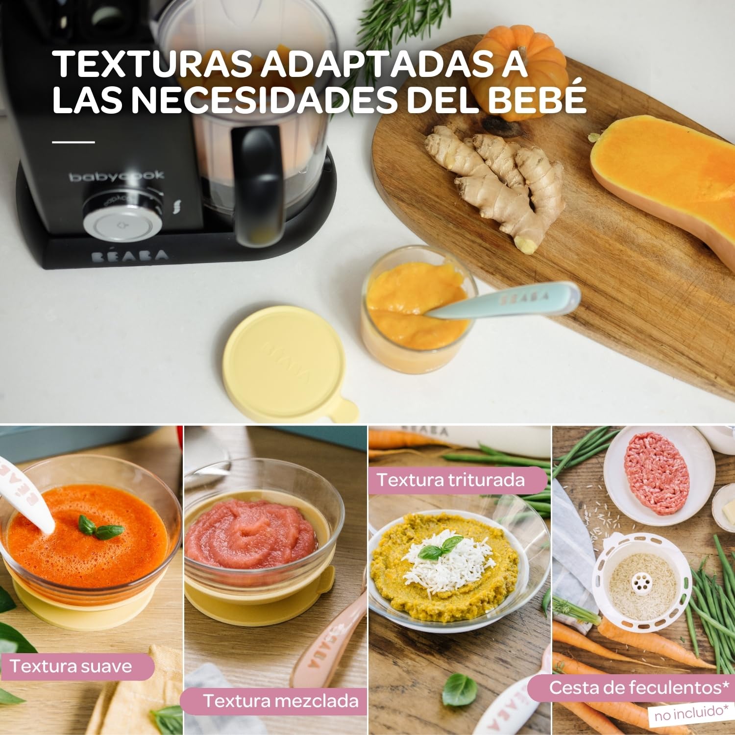 BÉABA Babycook Solo, Robot de cocina infantil 4 en 1, Tritura, cocina y cuece al vapor, Cocción rápida, Comida casera y deliciosa para bebés y niños, Comida variada para tu bebé, Negro