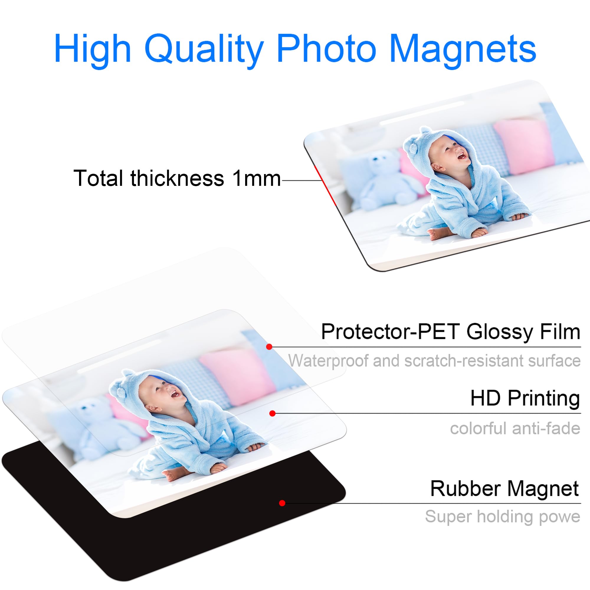 Magnete Frigorifero Personalizzato Con Foto - Grandi Dimensioni 7.6x10.2cm Fino A 12.7x17.8cm