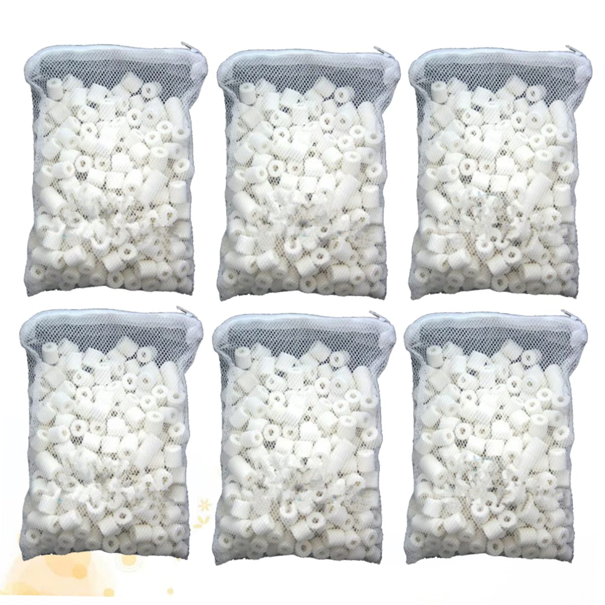 Kisangel 6 Paquetes Medios filtrantes para peceras Filtro para pecera Anillo biológico Medios filtrantes Natural Elements Anillo cerámica Bio porosa Filtro Acuario Bola Bio Poroso