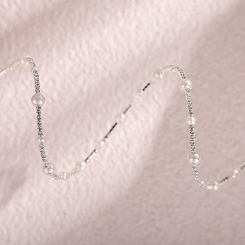 Miniatura 6 de YERTTER Pulsera elástica multicapa con diamantes de imitación de perlas plateadas y doradas, de los años 20, regalo para mujeres y novias