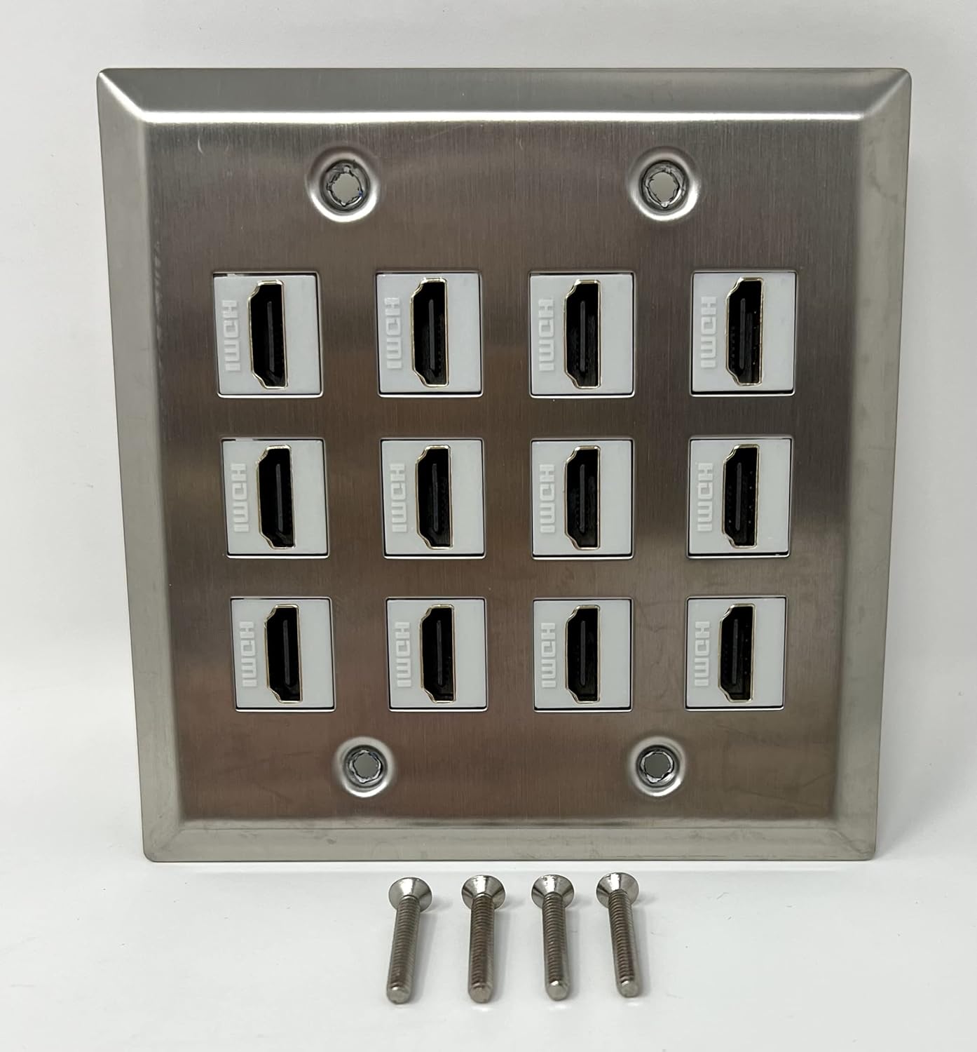 RiteAV 12 Port Flat Dual 2 Gang HDMI Wall Plate Stainless Steel/Gray