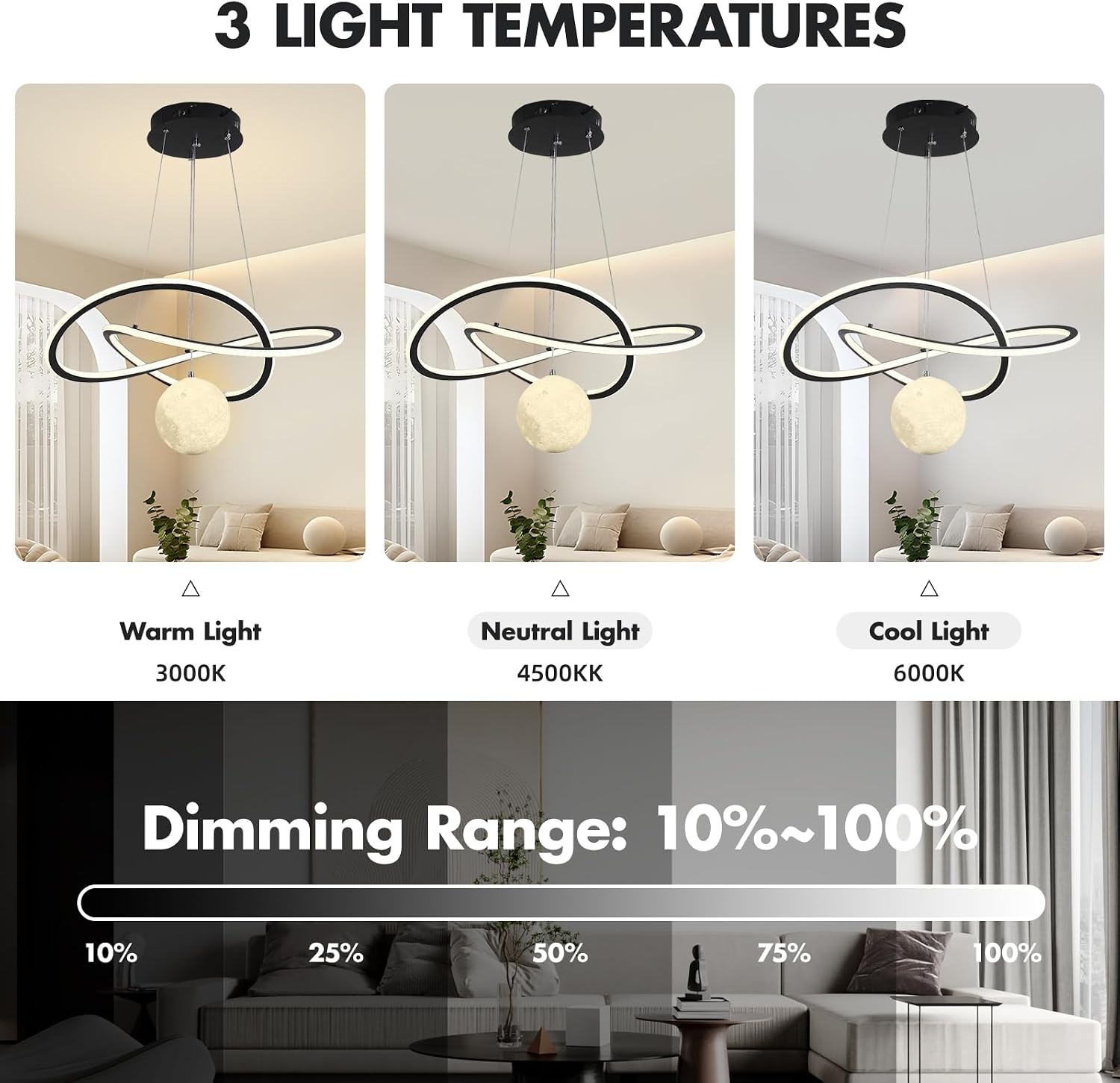 My Precious Modern LED Chandeliers, Chandelier for Living Room with Remote Control, Dimmable Pendant Lights with Mappable Lighting, High Ceiling Hanging Restaurant LED Chandelier for Dining Room