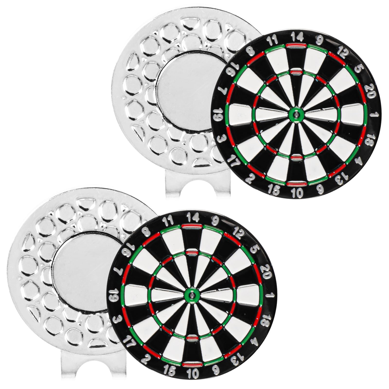 AXKAL Magnetic Stylish Golf Ball Markers with Hat Clip 1/2 Pack, Premium Strong Magnetic Golf Accessory for Cap Bag Shirt, Ideal Golf Gift for Women & Men (2PCS, Target)