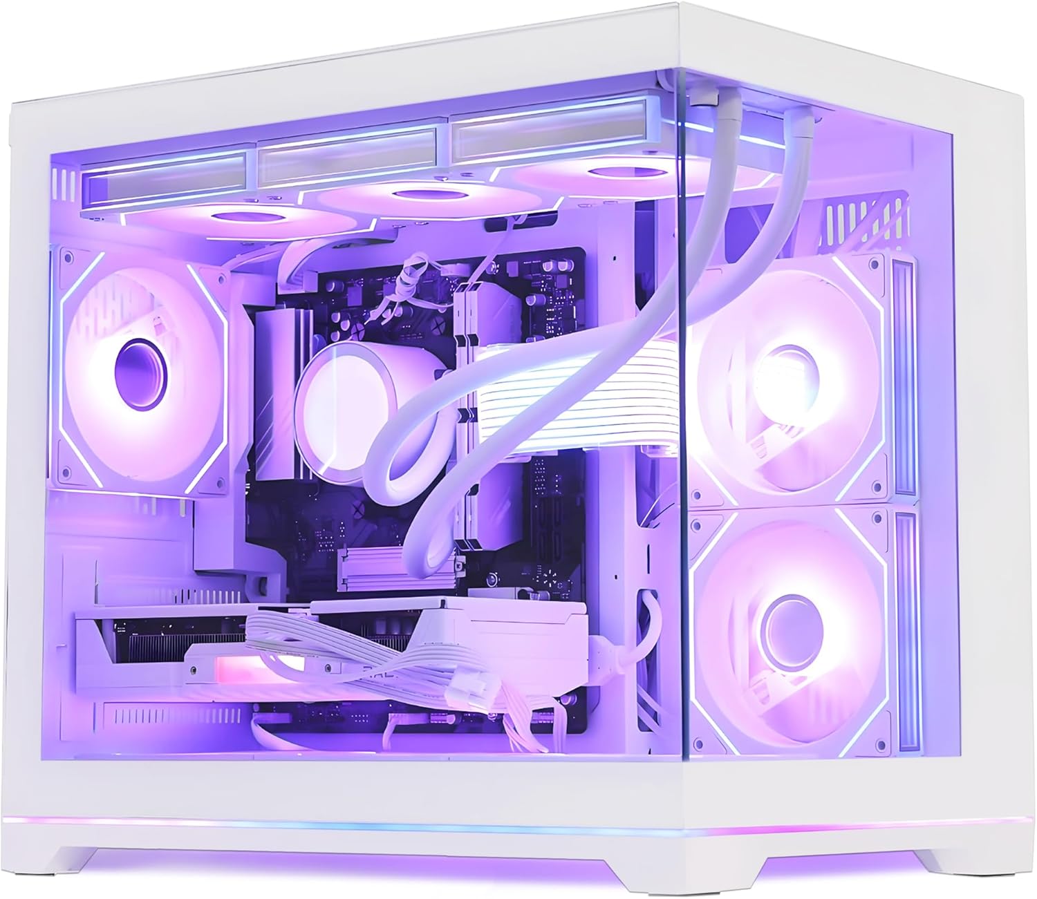Ocean Park White Gaming PC Gamer Win 11 Desktop Computer, AMD Ryzen 7 9700X 8-Core 3.8 GHz, RTX 5070 12GB, 32GB DDR5, 1TB PCIe SSD, 850W PSU, 360mm AIO & APP RGB Fan Control