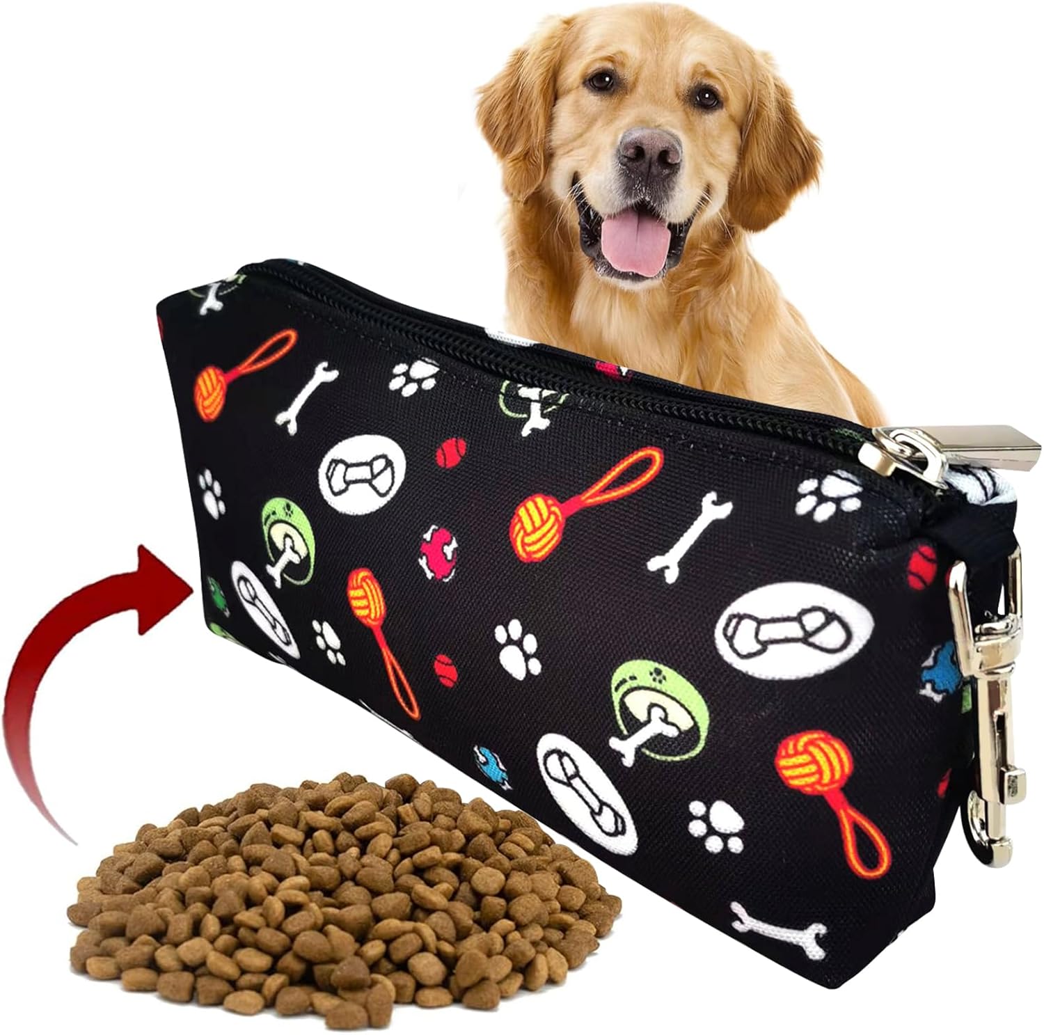 Treat Bag for Dogs, Small Food Bag for Dog Training with Carabiner