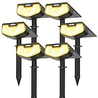 UNBON 6 Pezzi Faretti Solari a LED da Esterno, Lampade Luci Solari da Giardino Potenti