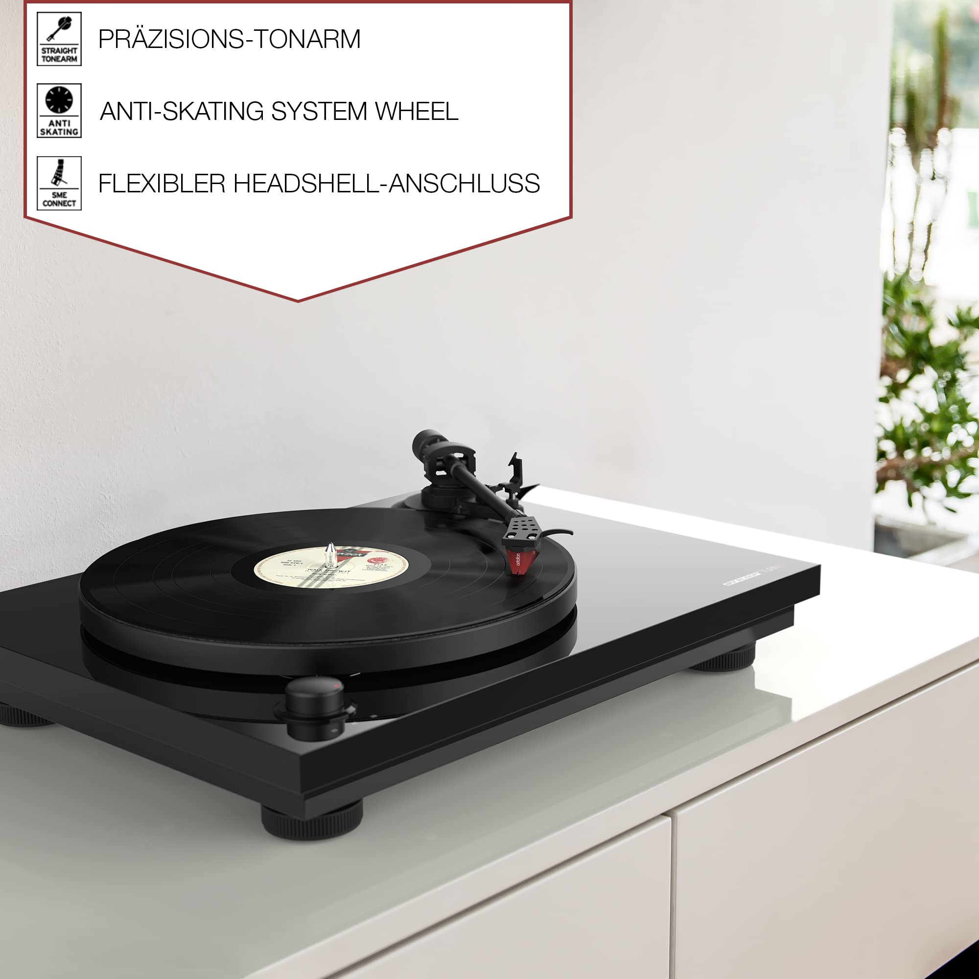 Reloop Turn 3 MK2 | Riemengetriebener HiFi-Plattenspieler mit USB-Aufnahmefunktion, Ortofon 2M Red Tonabnehmersystem, Integrierte Motorkontrolle (33/45/78 RPM), Anti-Skating, Schwarz