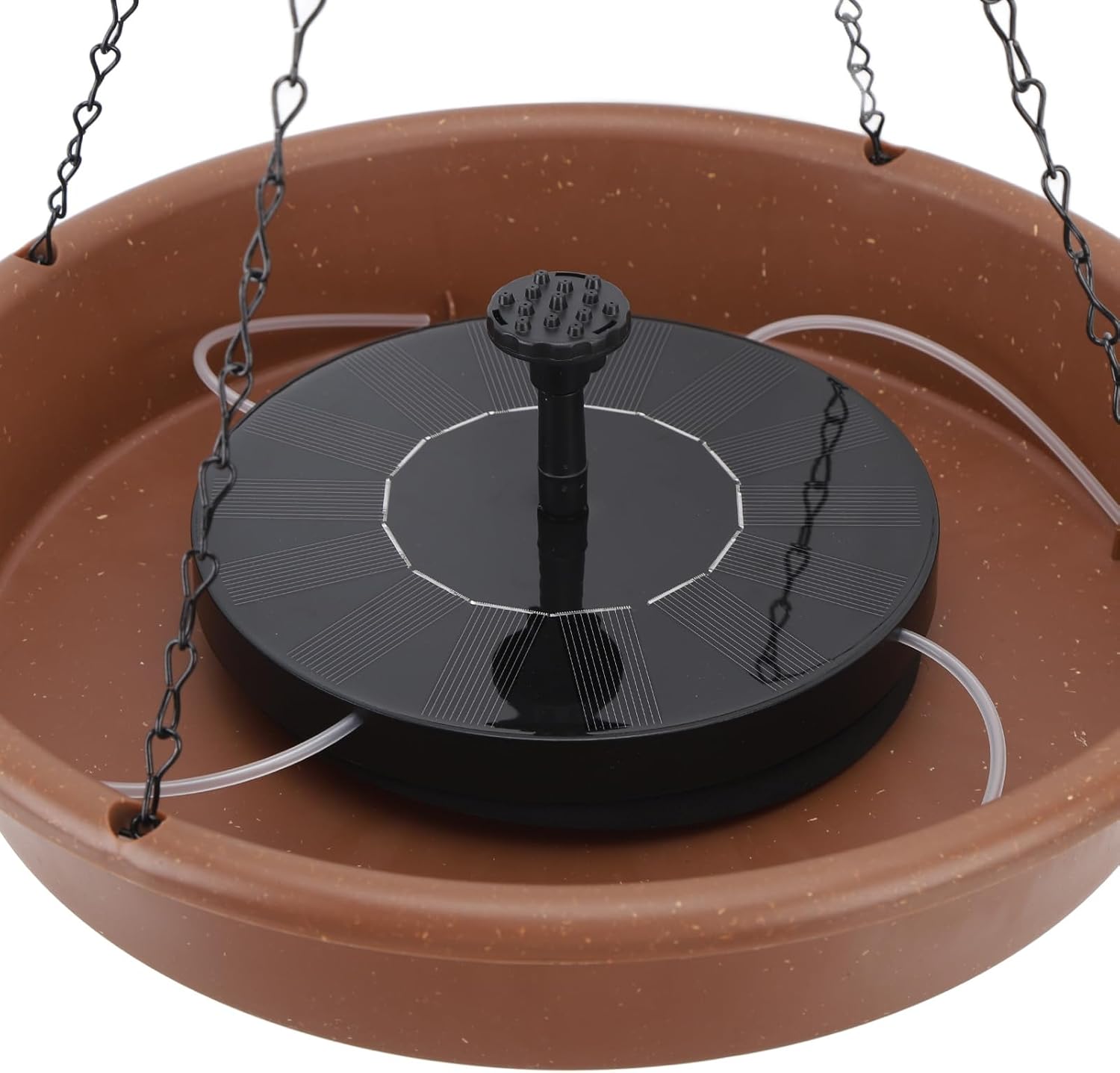 Solar Bird Bath Fountain Pump, 7V 1.5W Solar Panel, 6 Nozzles, Hanging Metal Bowl - Solar Powered, Energy Saving, Ideal for Outdoor Garden Patio Yard