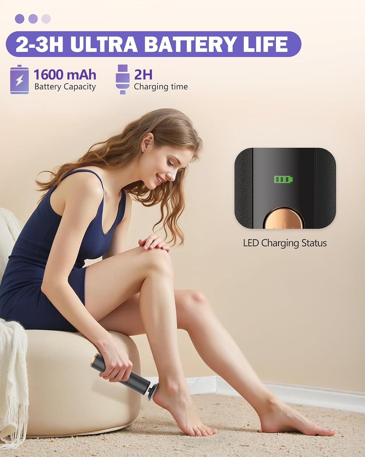 Electric Foot Callus Remover, Callus Remover for Feet with 60 Pcs Sandpaper Discs, Rechargeable & Adjustable Speeds LED Display, 2-in-1 Electric Foot File for Dead Skin Removal & Nail Care