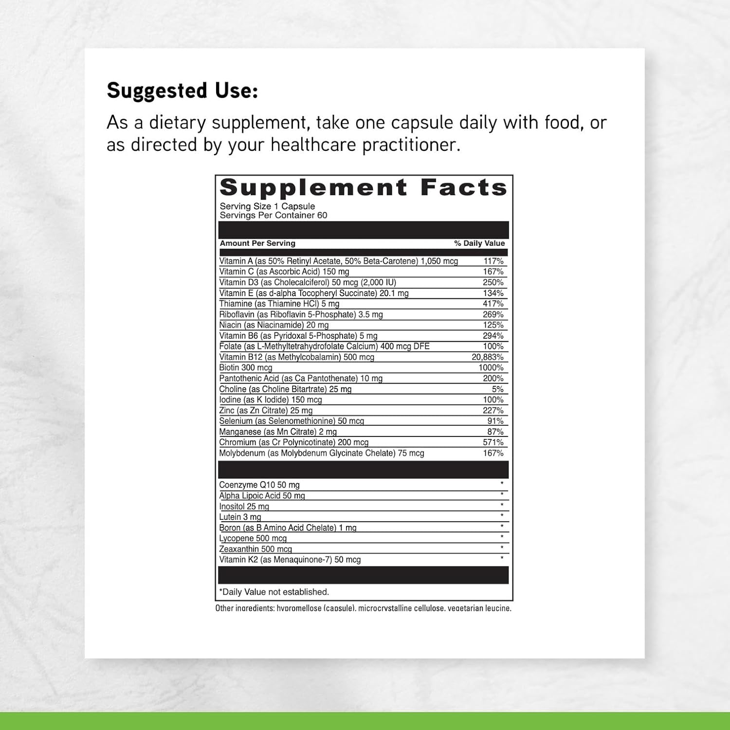 DAVINCI Labs Daily Best Ultra - Dietary Supplement to Support Cardiovascular Health, Fat Metabolism and Bone Health* - with B Vitamins, Minerals, Choline, CoQ10, Boron, Lycopene - 60 Vegetarian Caps