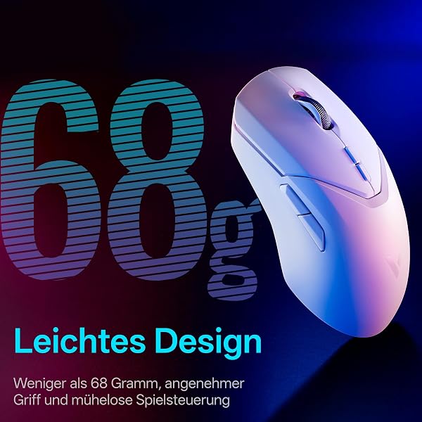Rapoo VT9Pro 4K Kabellose Gaming-Maus mit PAW 3398 Sensor, 26000 DPI, 4000Hz Abfragerate, 0.25ms Reaktionszeit, 10 Programmierbare Tasten, 160 Stunden Akkulaufzei, Integrierter Speicher-Weiß - 5