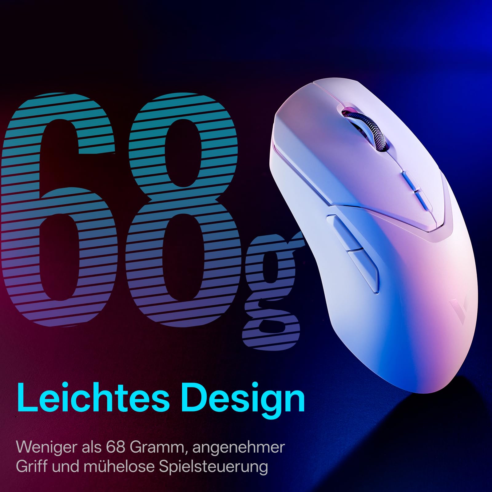 Rapoo VT9Pro 4K Kabellose Gaming-Maus mit PAW 3398 Sensor, 26000 DPI, 4000Hz Abfragerate, 0.25ms Reaktionszeit, 10 Programmierbare Tasten, 160 Stunden Akkulaufzei, Integrierter Speicher-Weiß - 5
