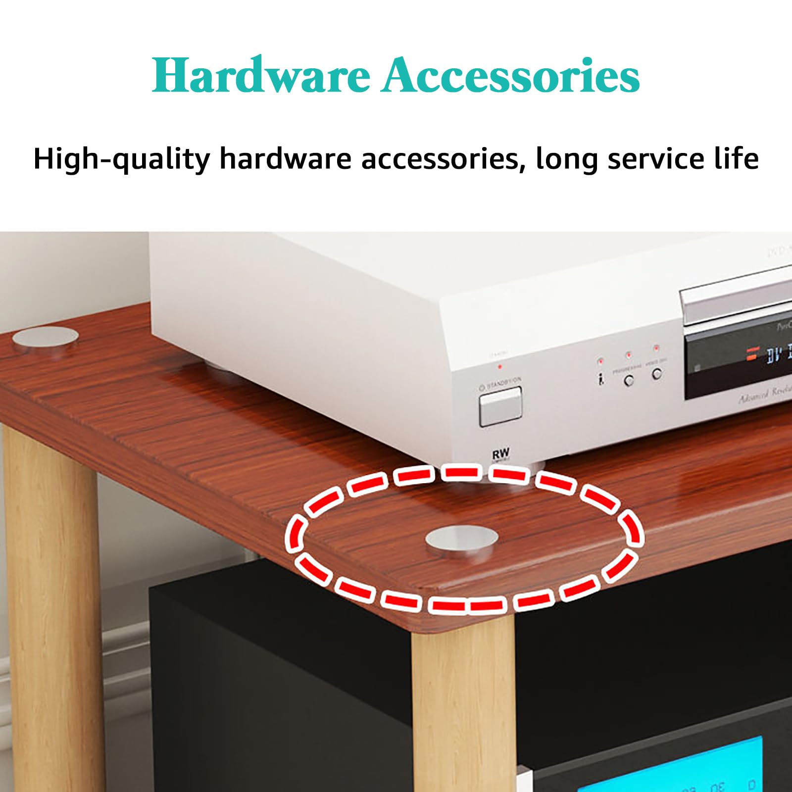 Supporto multimediale AV con 2/3/4 livelli, giradischi, lettore DVD e CD, mobile multimediale regolabile, rack stereo per intrattenimento, mensola per consolle, noce, 4 livelli