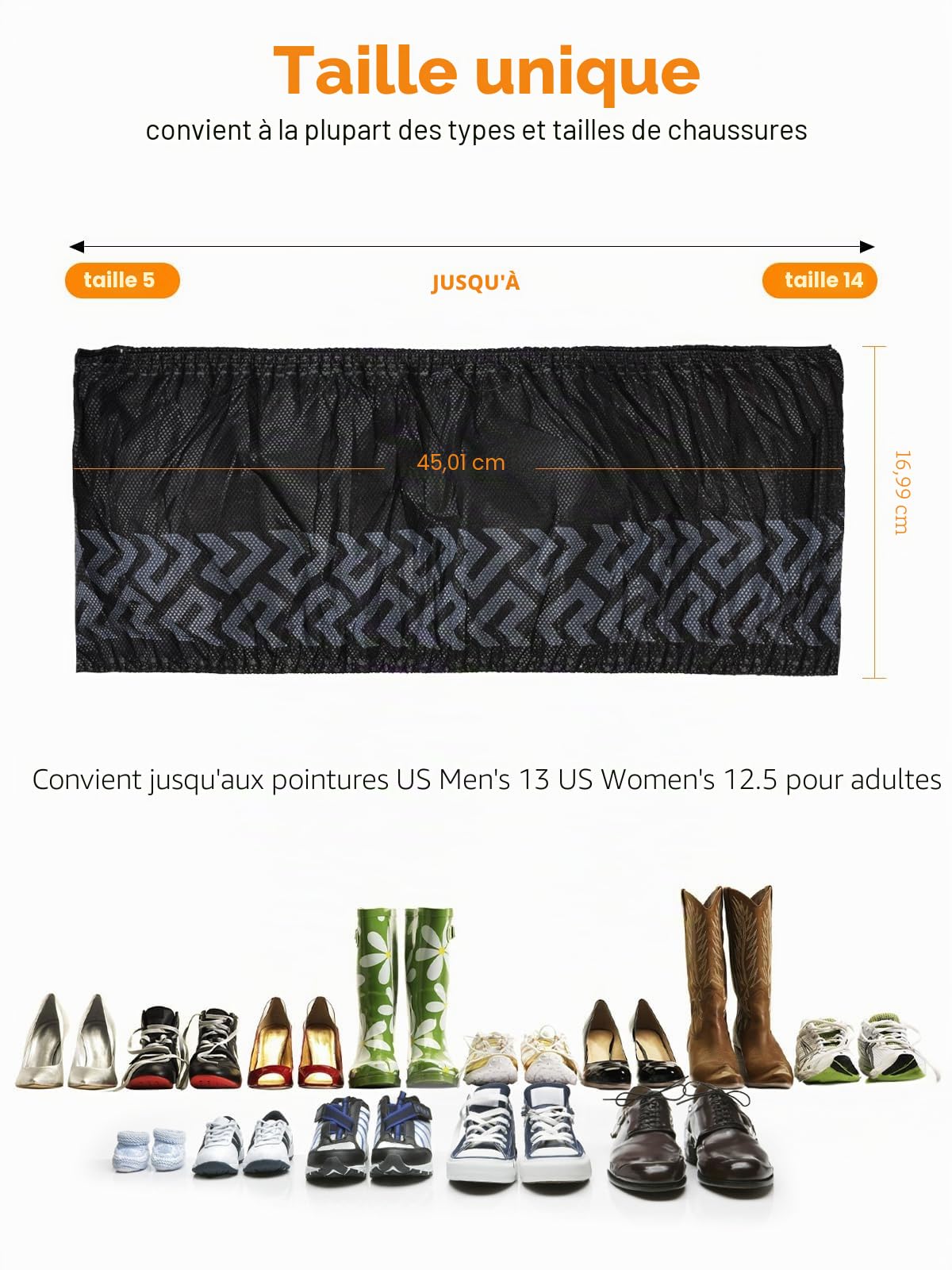 TOOSOFt Lot de 100 Surchaussures Jetables Noir en Tissu Non tissé Sur Chaussure Jetable Réutilisable - Couvre Chaussure Impermeable Antidérapants - Protege Chaussures Lavable pour le chantier